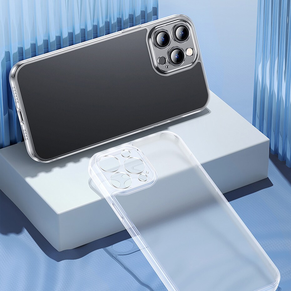 Baseus Frosted Glass Case for iPhone 13 Pro Max Hard Cover with Transparent Gel Frame (ARWS000802)