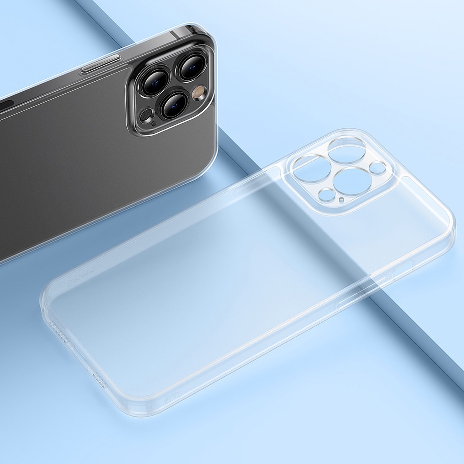 Baseus Frosted Glass Case for iPhone 13 Pro Max Hard Cover with Transparent Gel Frame (ARWS000802)