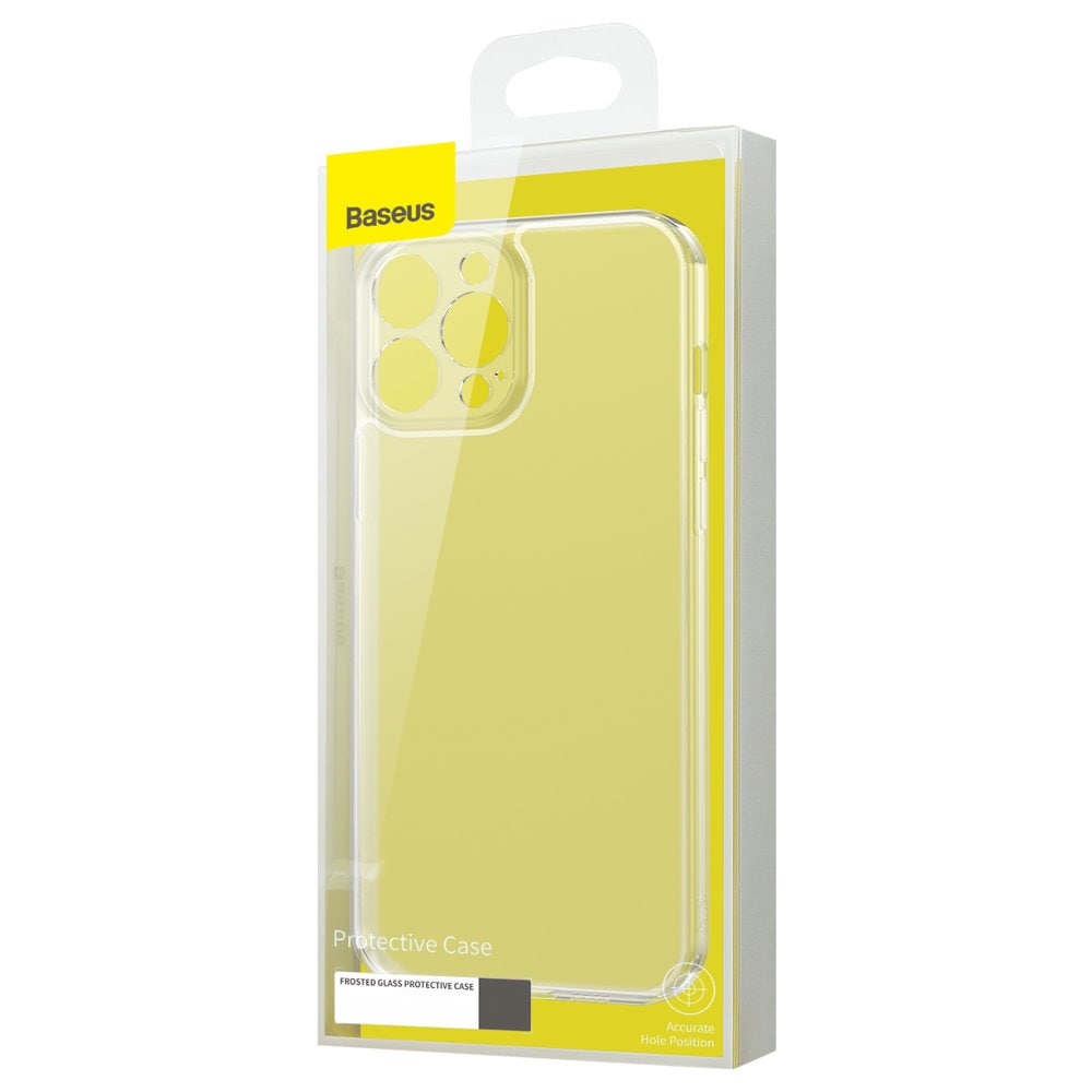 Baseus Frosted Glass Case for iPhone 13 Pro Max Hard Cover with Transparent Gel Frame (ARWS000802)