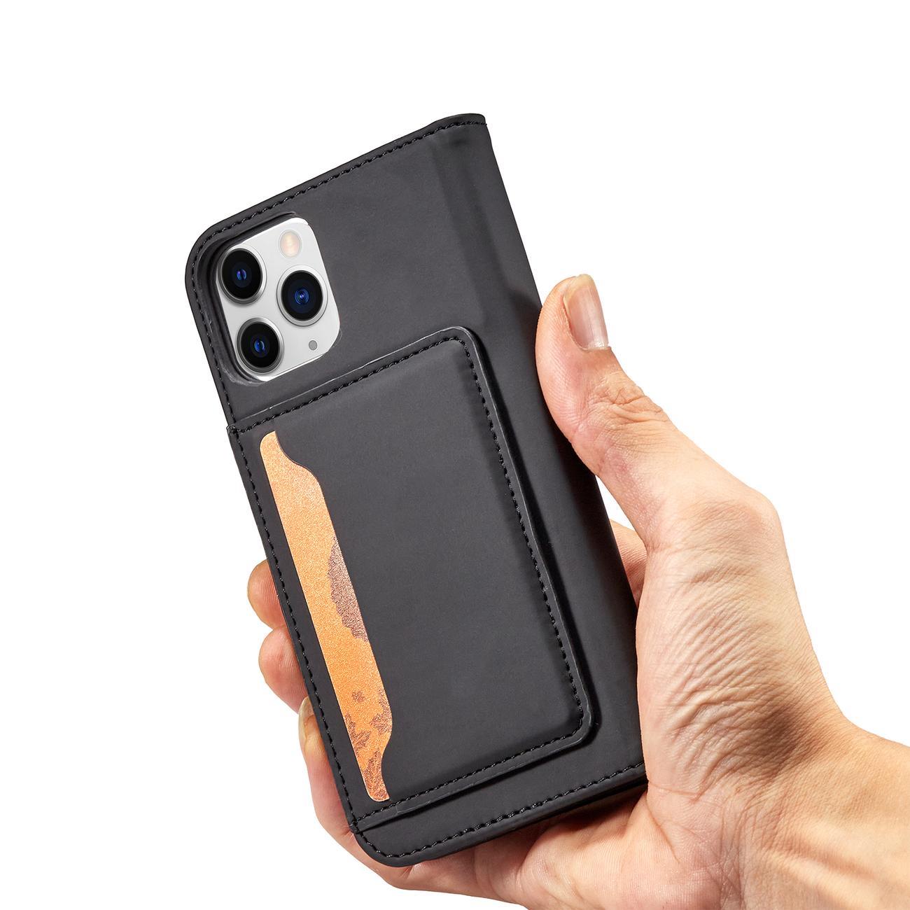 Magnet Kortetui til iPhone 12 Pro Pouch Card Wallet Kortholder Sort