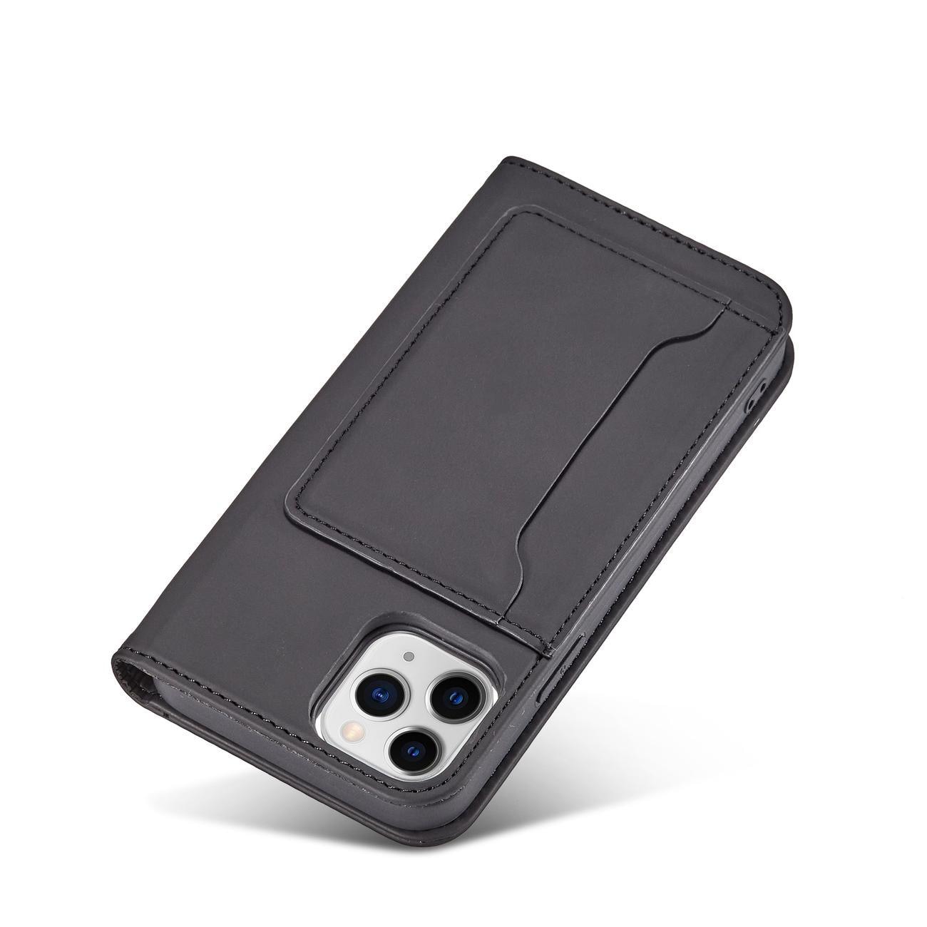 Magnet Kortetui til iPhone 12 Pro Pouch Card Wallet Kortholder Sort