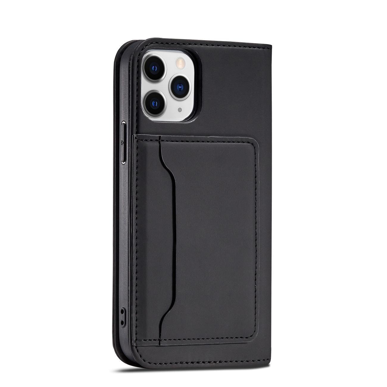 Magnet Kortetui til iPhone 12 Pro Pouch Card Wallet Kortholder Sort