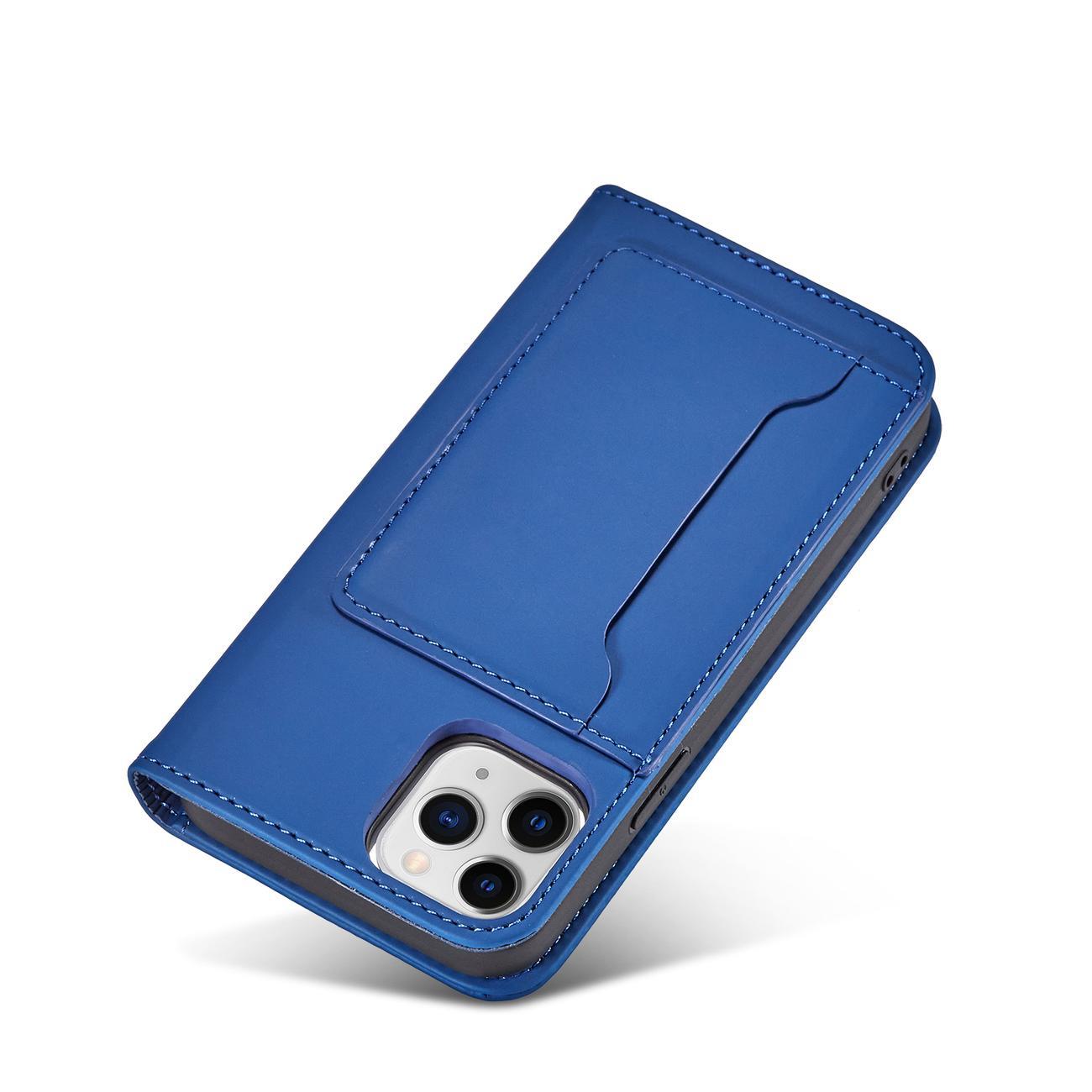 Magnet Kortetui til iPhone 12 Pro cover kort tegnebog kortstativ blå