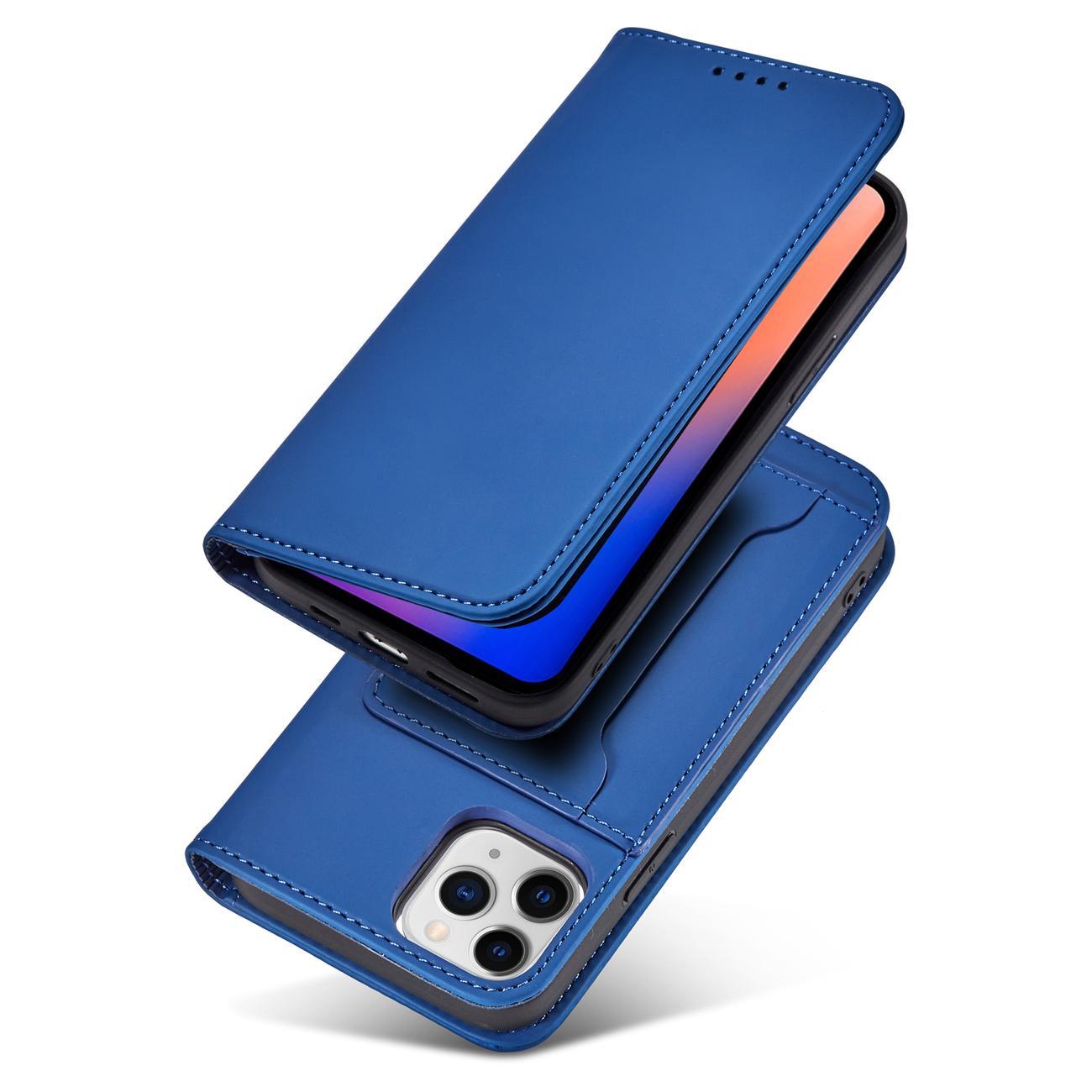 Magnet Kortetui til iPhone 12 Pro cover kort tegnebog kortstativ blå