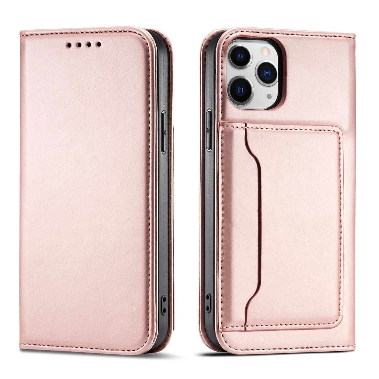 Magnet Kortetui til iPhone 12 Pro Pouch Kortpung Kortstativ Pink
