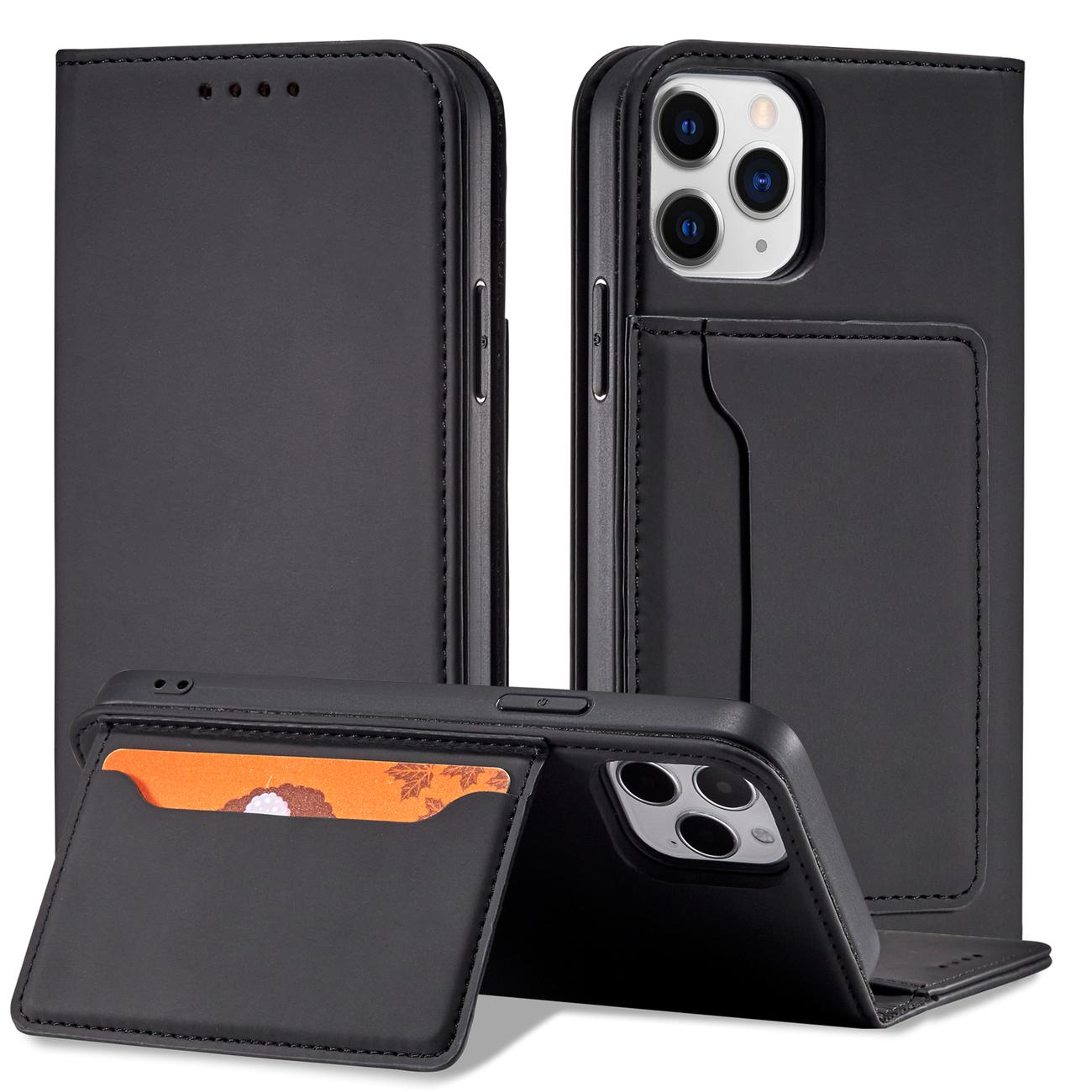 Magnet Kortetui til iPhone 12 Pro Max Pouch Card Wallet Kortholder Sort