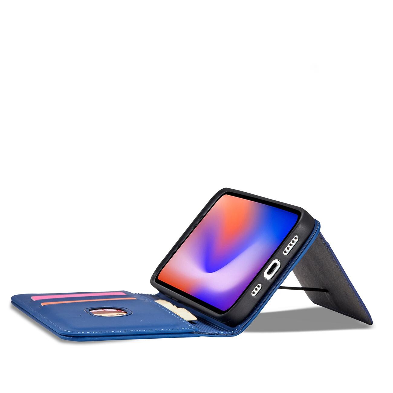Magnet Kortetui til iPhone 12 Pro Max Pouch Card Wallet Kortholder Blå