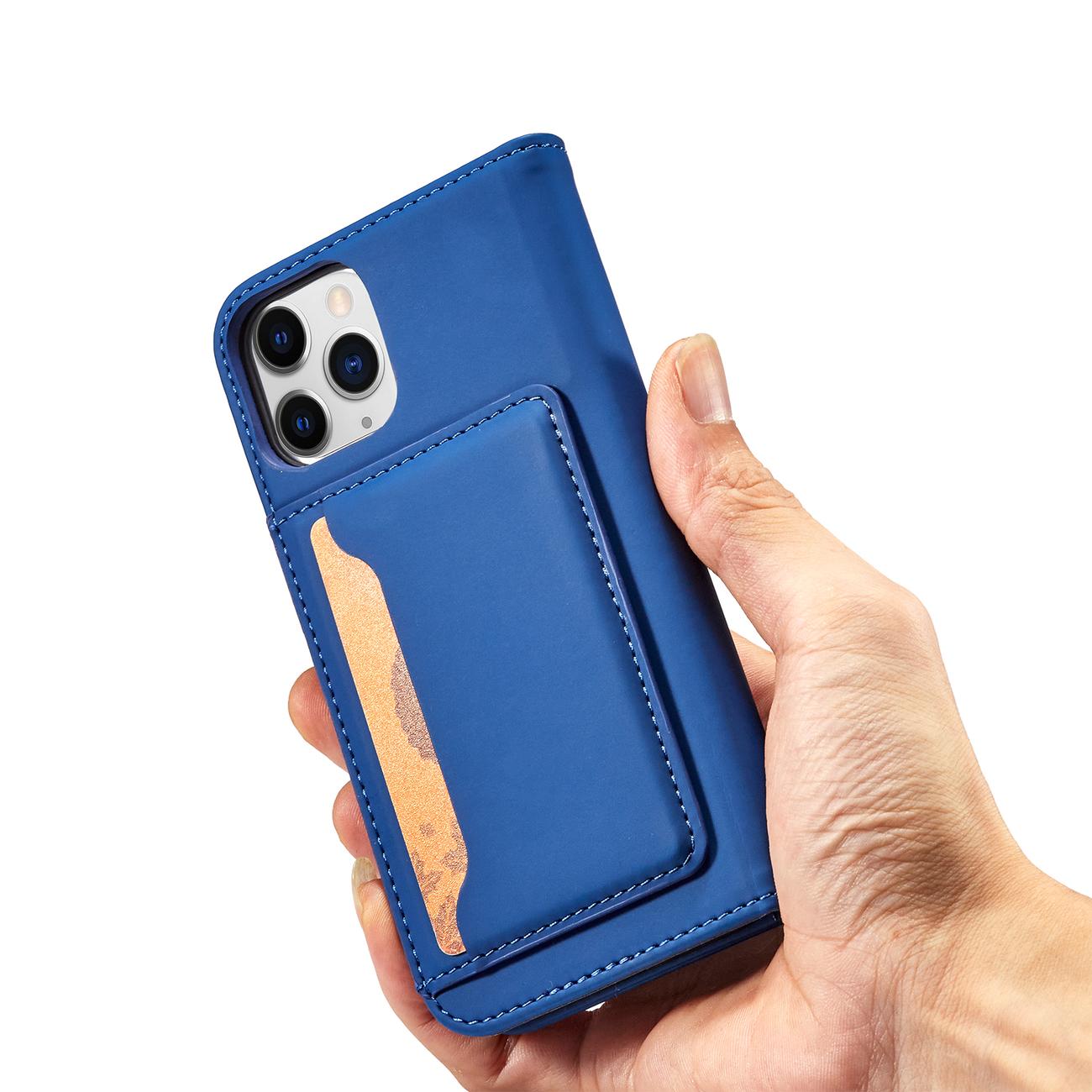 Magnet Kortetui til iPhone 12 Pro Max Pouch Card Wallet Kortholder Blå