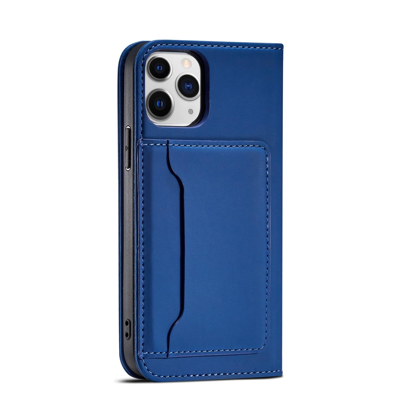 Magnet Kortetui til iPhone 12 Pro Max Pouch Card Wallet Kortholder Blå