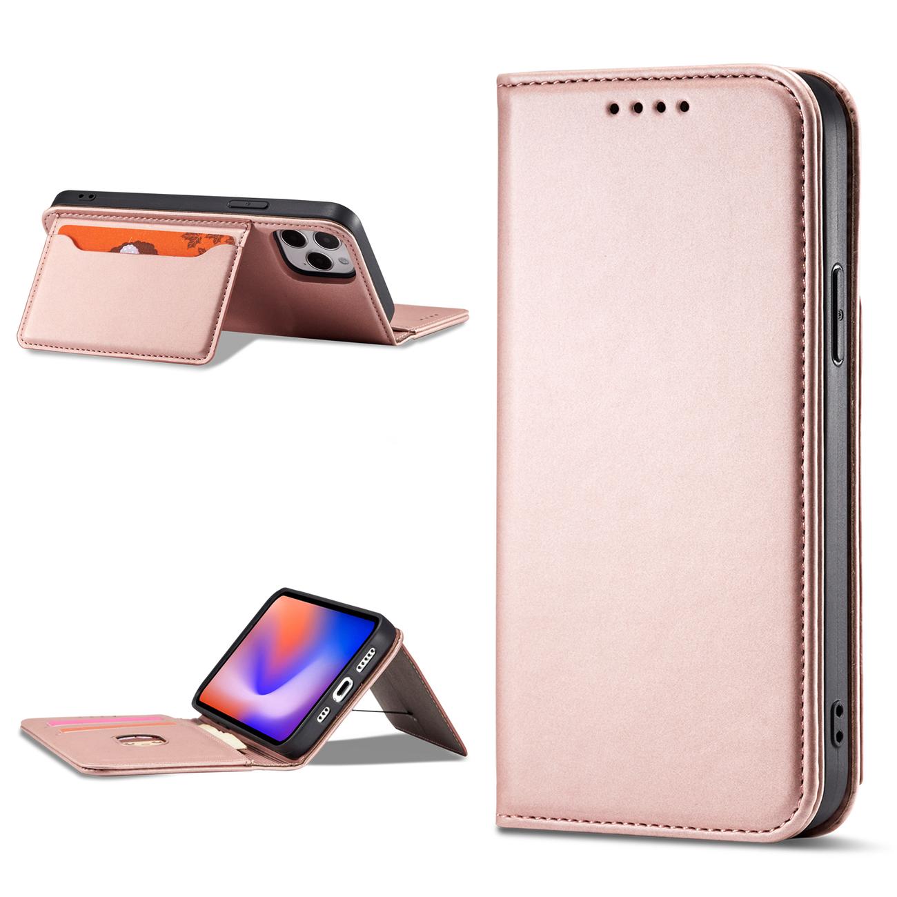 Magnet Kortetui til iPhone 12 Pro Max Pouch Card Wallet Card Holder Pink