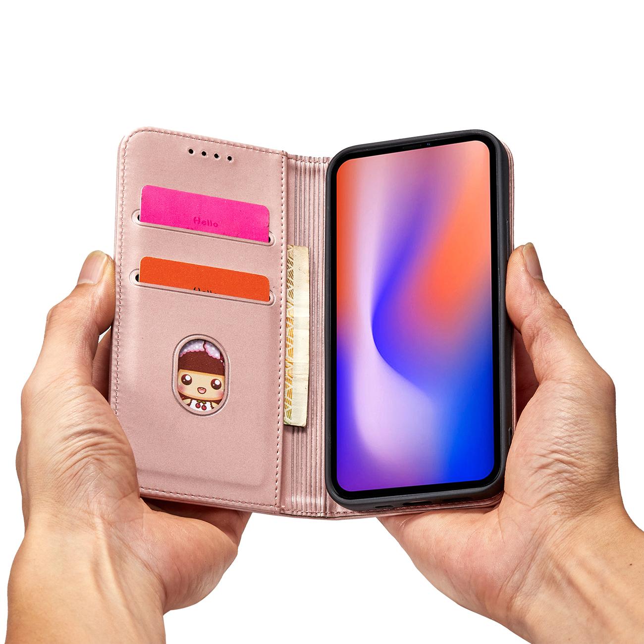 Magnet Kortetui til iPhone 12 Pro Max Pouch Card Wallet Card Holder Pink