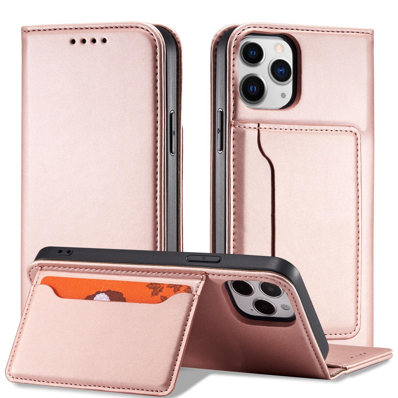Magnet Kortetui til iPhone 12 Pro Max Pouch Card Wallet Card Holder Pink