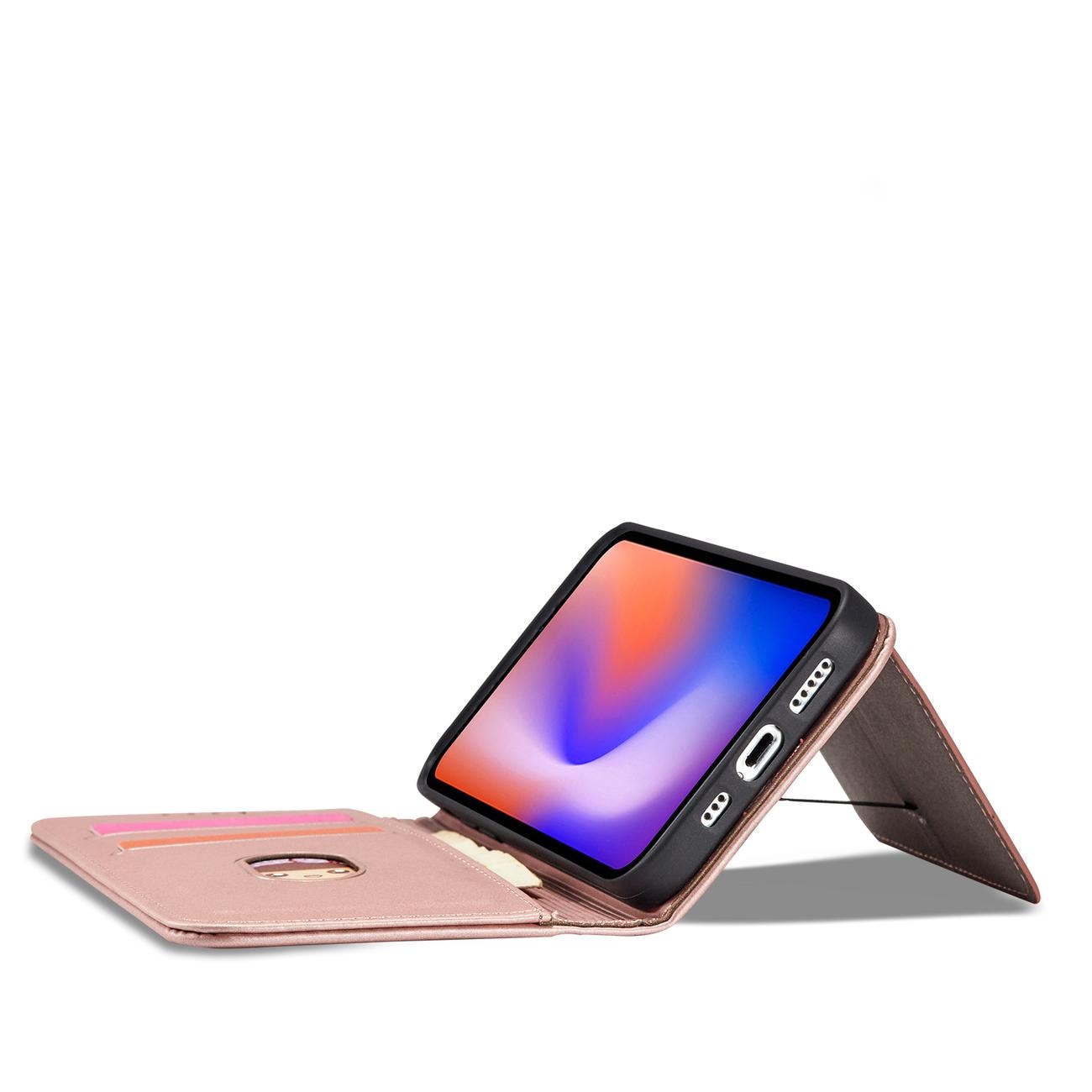 Magnet Kortetui til iPhone 12 Pro Max Pouch Card Wallet Card Holder Pink
