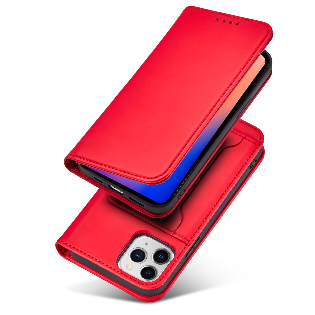 Magnet Kortetui til iPhone 12 Pro Max Pouch Card Wallet Kortholder Rød