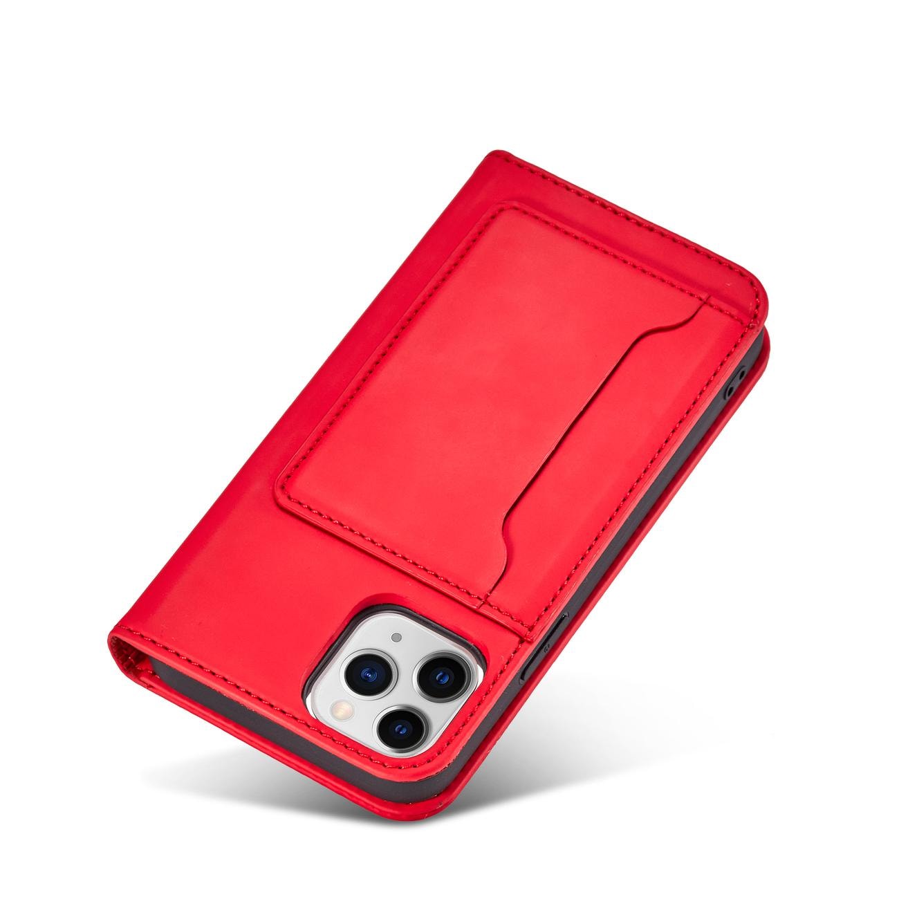 Magnet Kortetui til iPhone 12 Pro Max Pouch Card Wallet Kortholder Rød