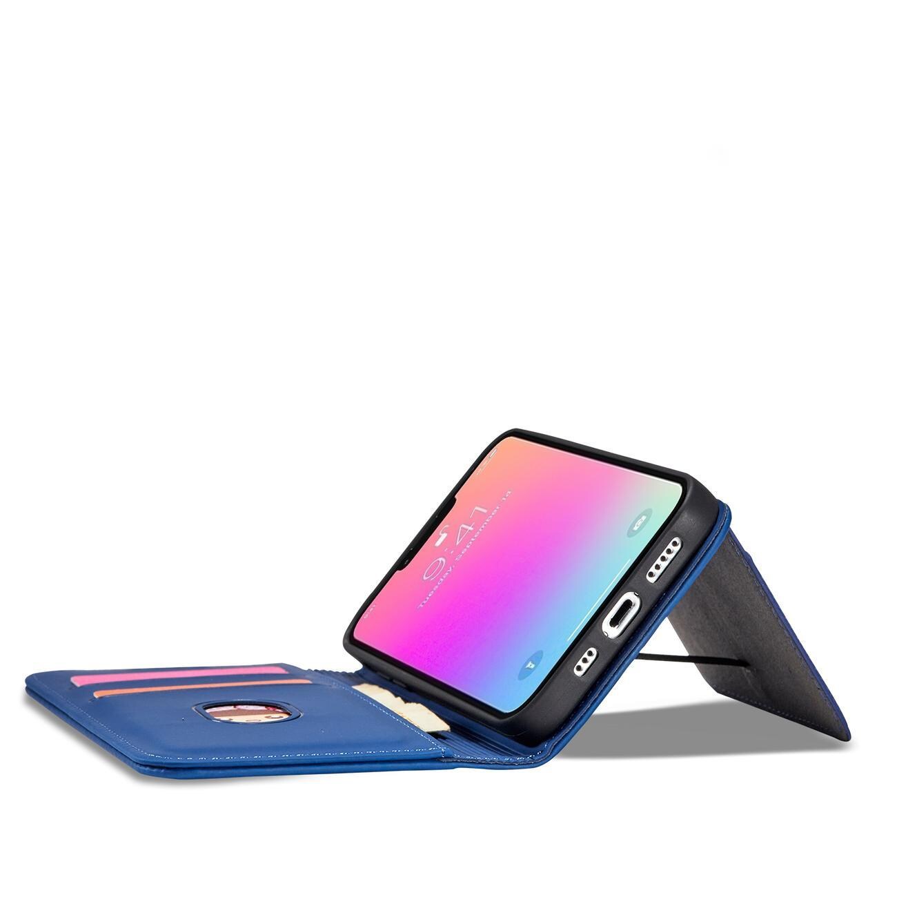 Magnet Kortetui til iPhone 13 Pro cover kort tegnebog kortstativ blå