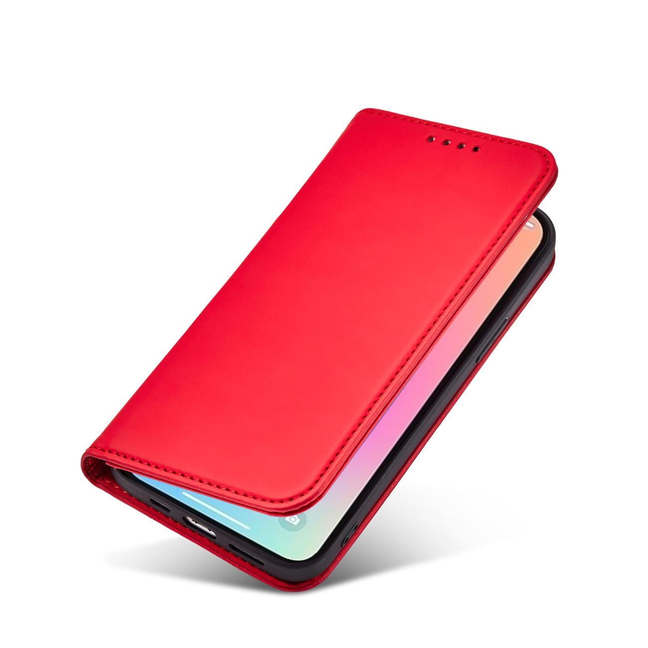 Magnet Kortetui til iPhone 13 Pro Pouch Card Wallet Kortholder Rød