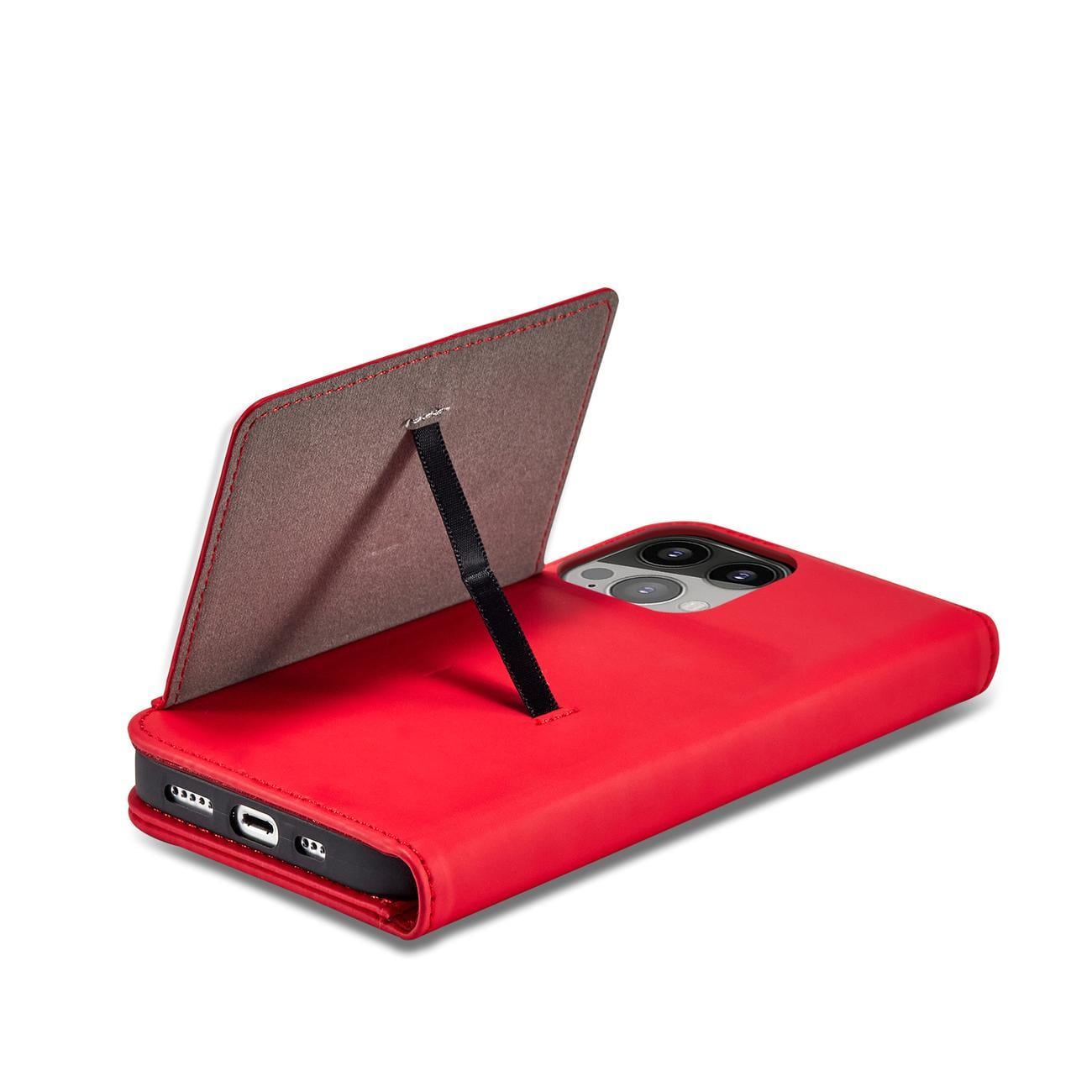 Magnet Kortetui til iPhone 13 Pro Pouch Card Wallet Kortholder Rød