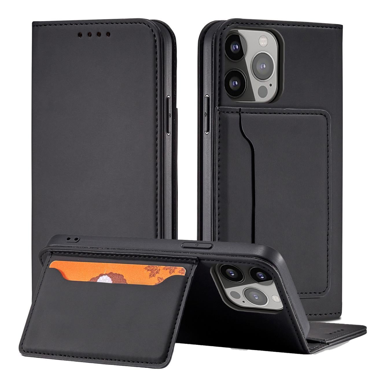 Magnet Kortetui til iPhone 13 Pro Max Pouch Card Wallet Kortholder Sort