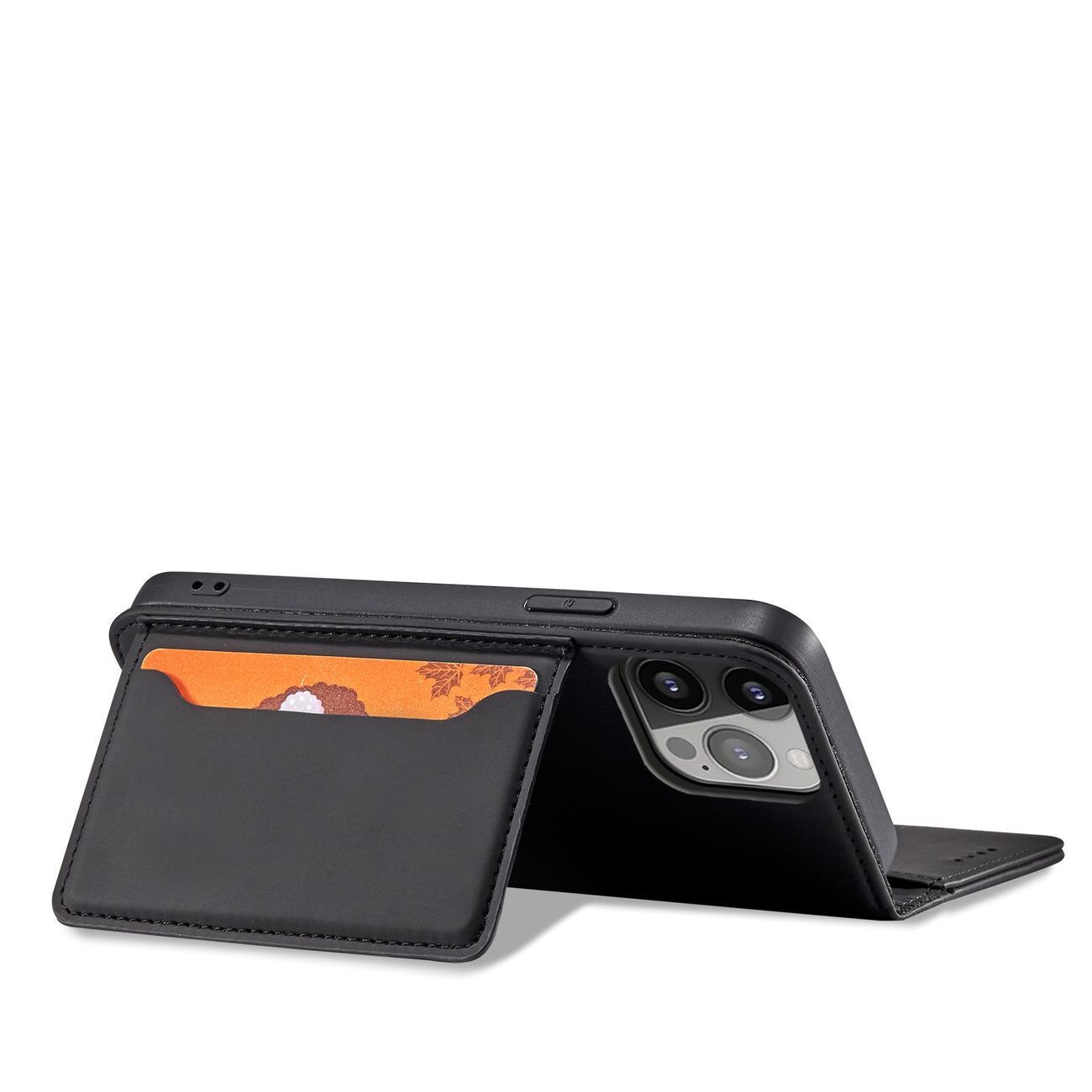 Magnet Kortetui til iPhone 13 Pro Max Pouch Card Wallet Kortholder Sort
