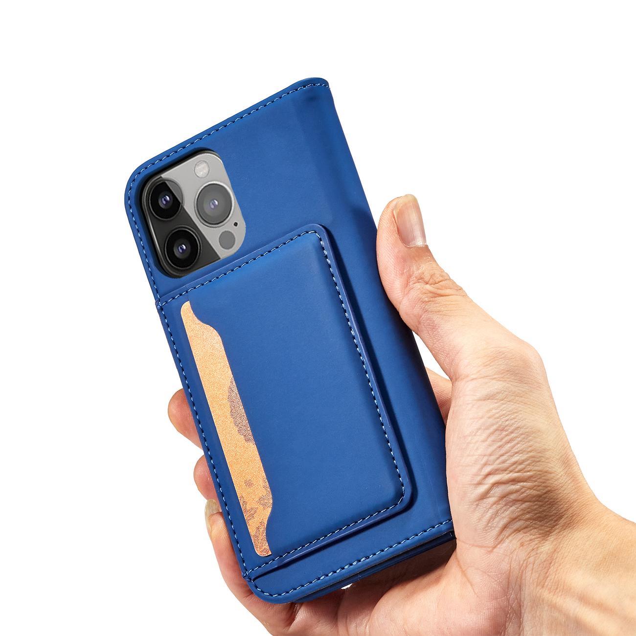 Magnet Kortetui til iPhone 13 Pro Max Pouch Card Wallet Kortholder Blå