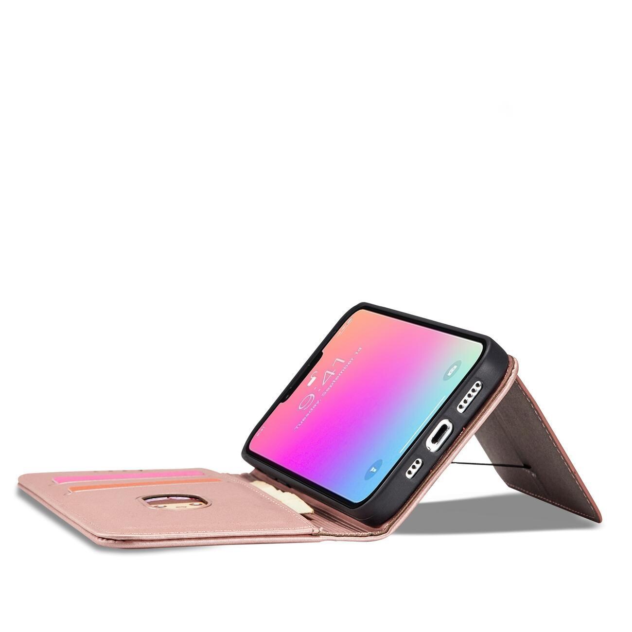 Magnet Kortetui til iPhone 13 Pro Max Pouch Card Wallet Card Holder Pink