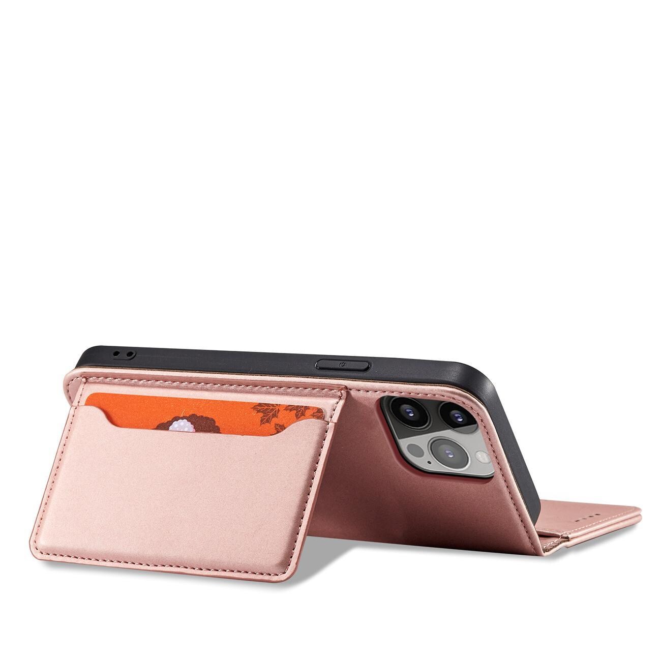 Magnet Kortetui til iPhone 13 Pro Max Pouch Card Wallet Card Holder Pink