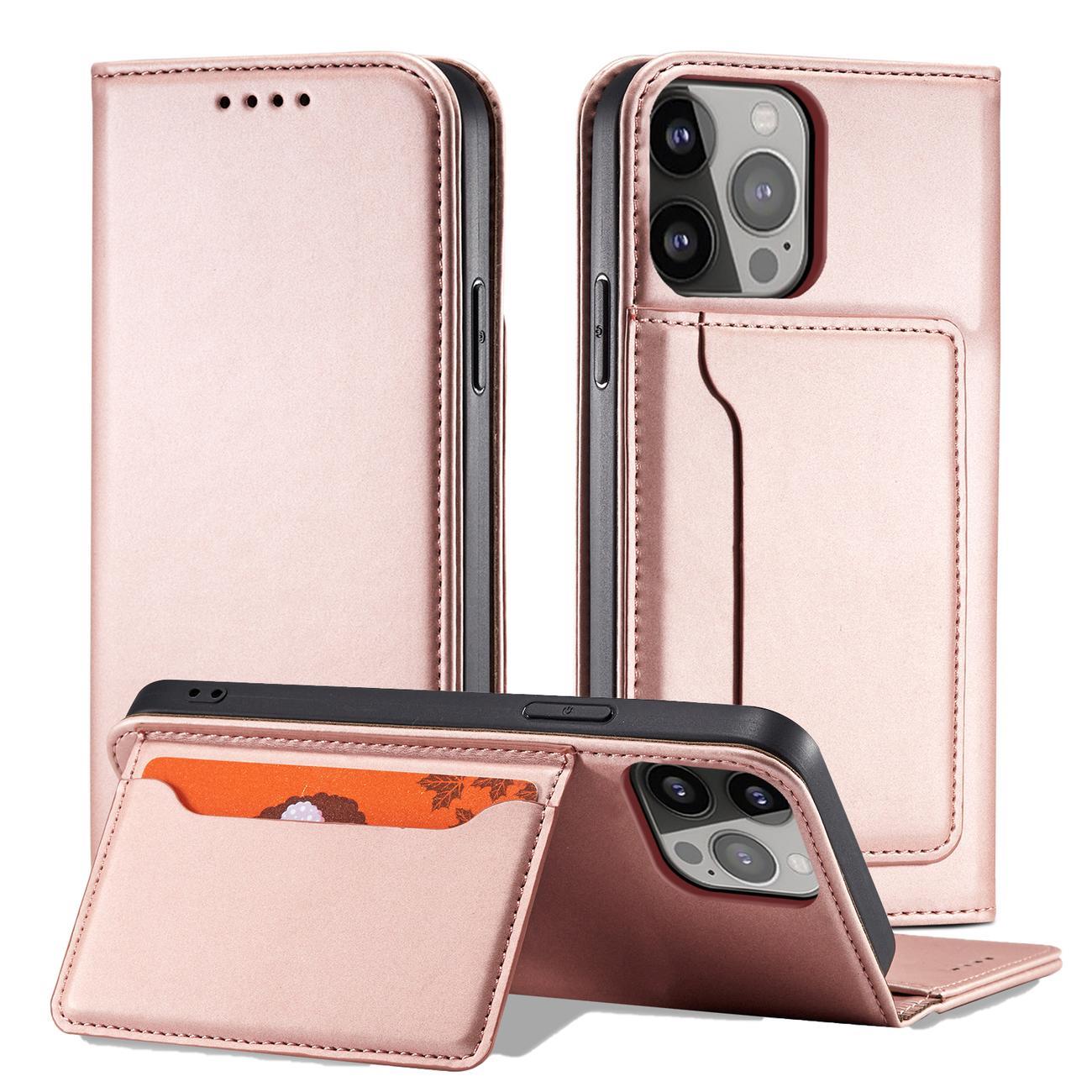 Magnet Kortetui til iPhone 13 Pro Max Pouch Card Wallet Card Holder Pink