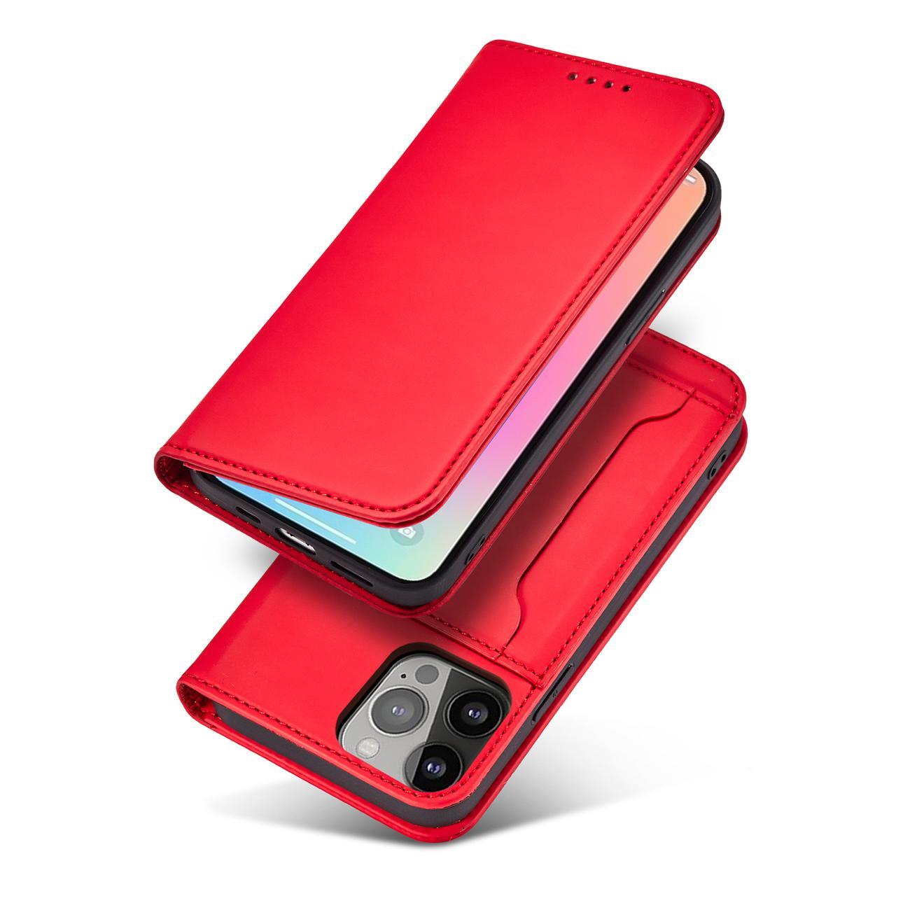 Magnet Kortetui til iPhone 13 Pro Max Pouch Card Wallet Card Holder Red