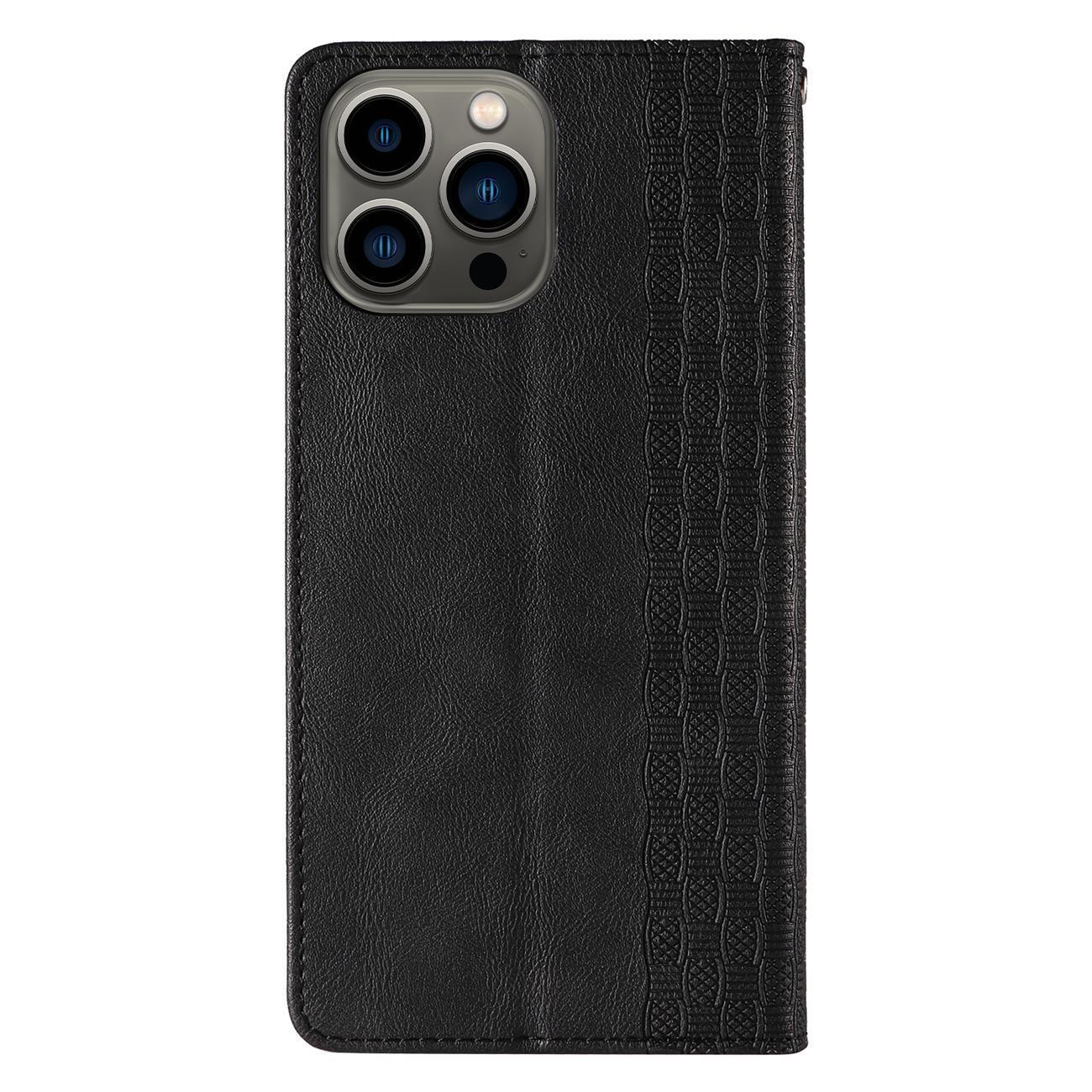 Magnet Strap Case Etui til iPhone 13 Pro Max Pouch Wallet + Mini Lanyard Vedhæng Sort