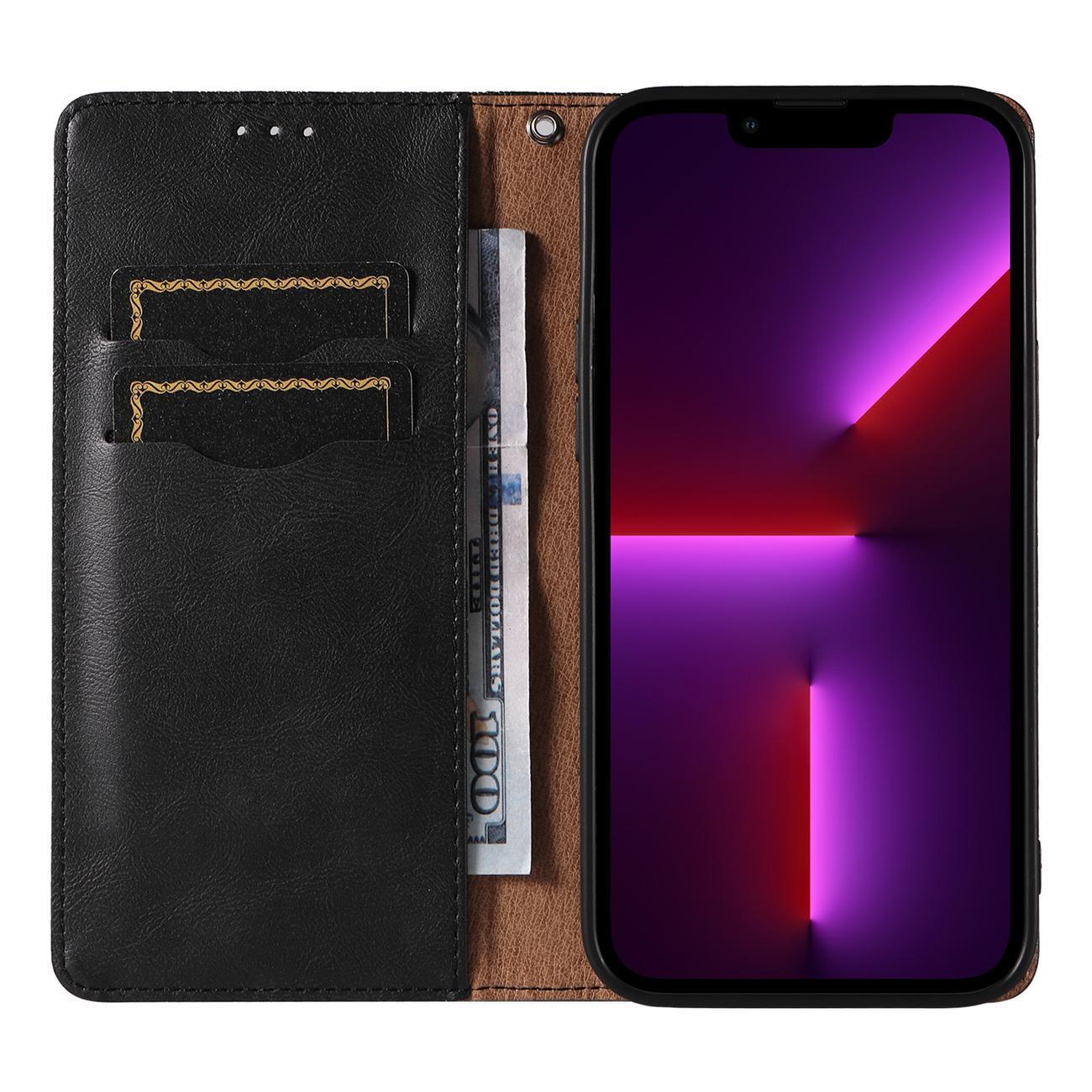 Magnet Strap Case Etui til iPhone 13 Pro Max Pouch Wallet + Mini Lanyard Vedhæng Sort