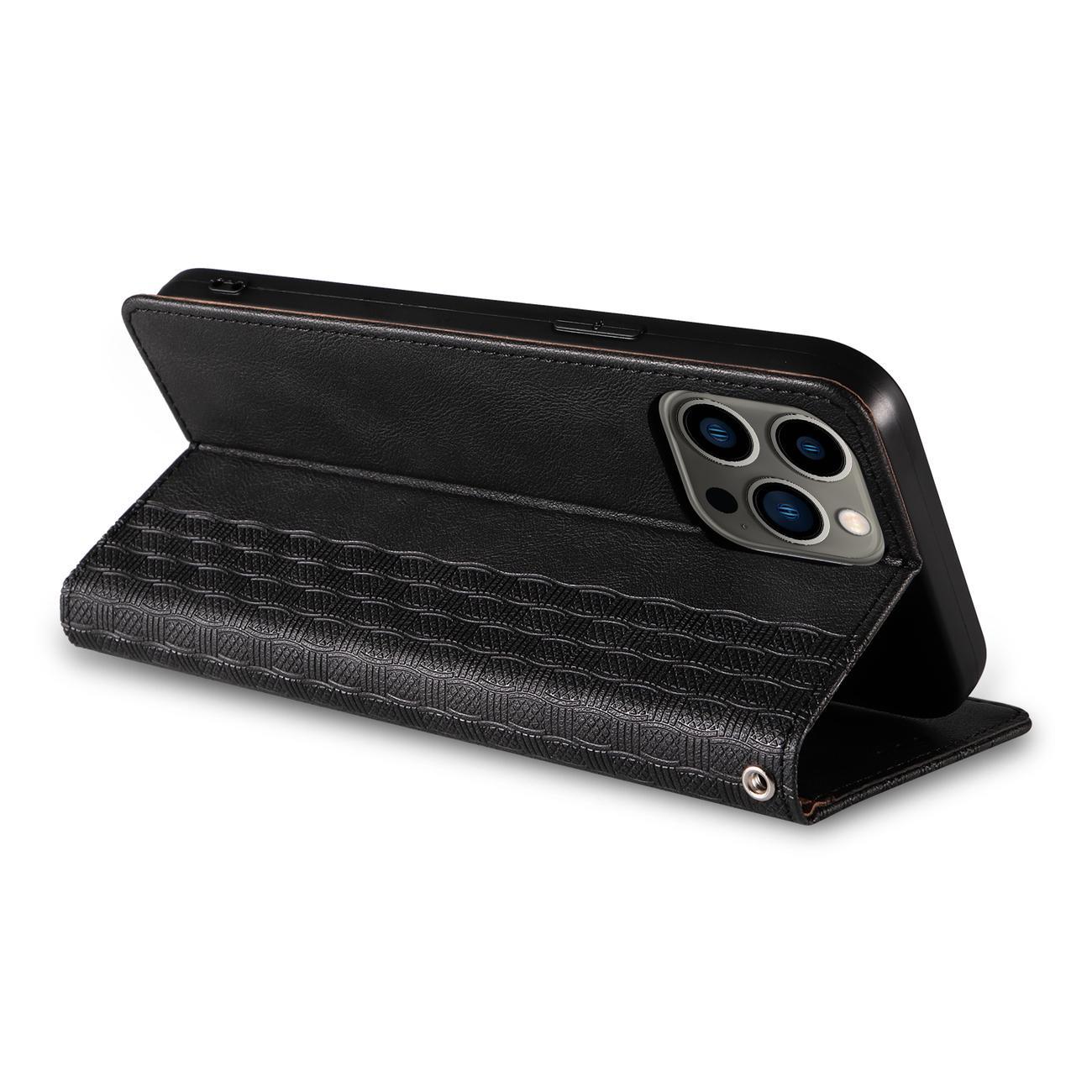 Magnet Rem-etui til iPhone 12 Pro Pouch Wallet + Mini Lanyard Vedhæng Sort