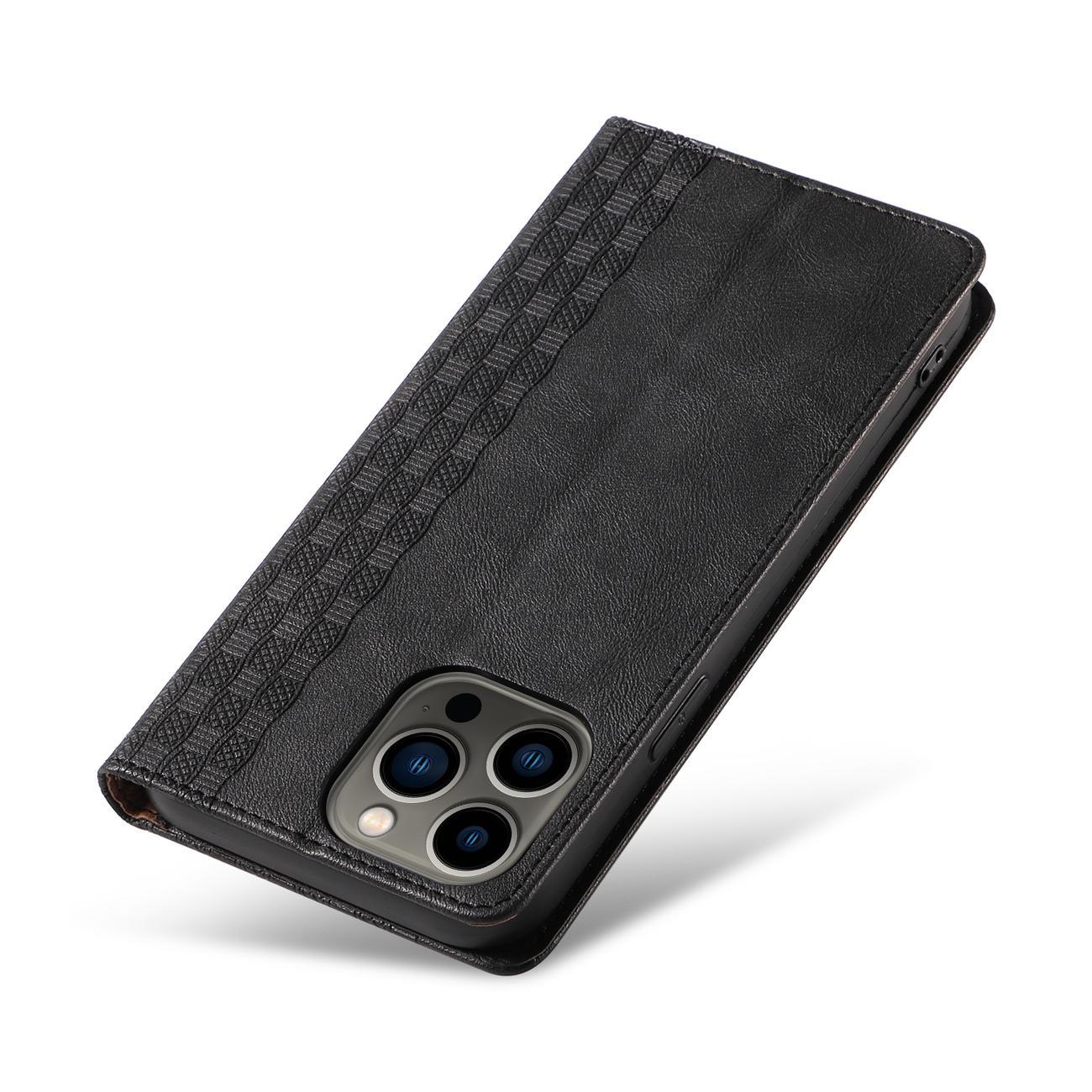 Magnet Rem-etui til iPhone 12 Pro Pouch Wallet + Mini Lanyard Vedhæng Sort