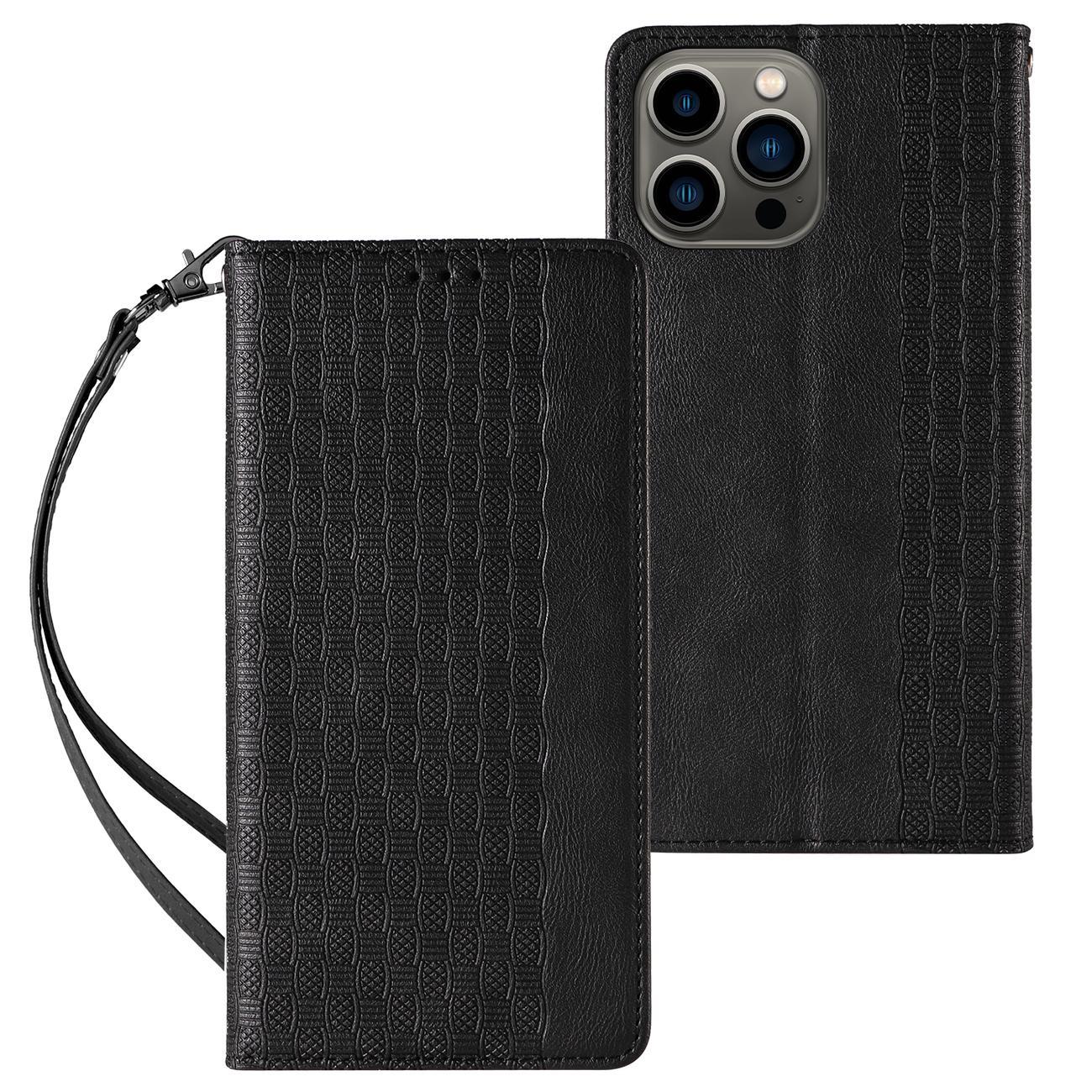 Magnet Rem-etui til iPhone 12 Pro Max Pung Pung + Mini Lanyard Vedhæng Sort