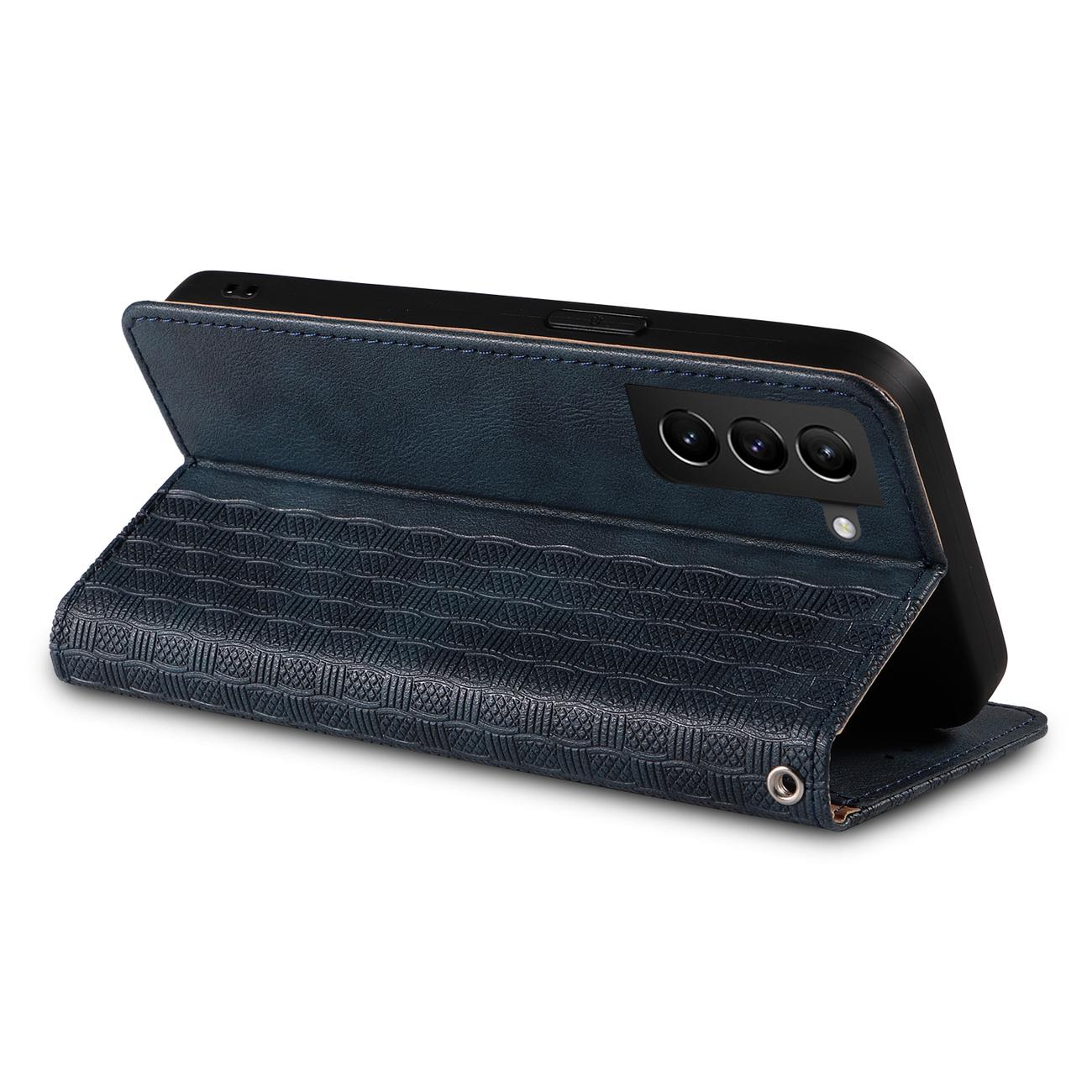 Magnet Strap Case Etui til Samsung Galaxy S22 + (S22 Plus) Pung Pung + Mini Lanyard Vedhæng Blå