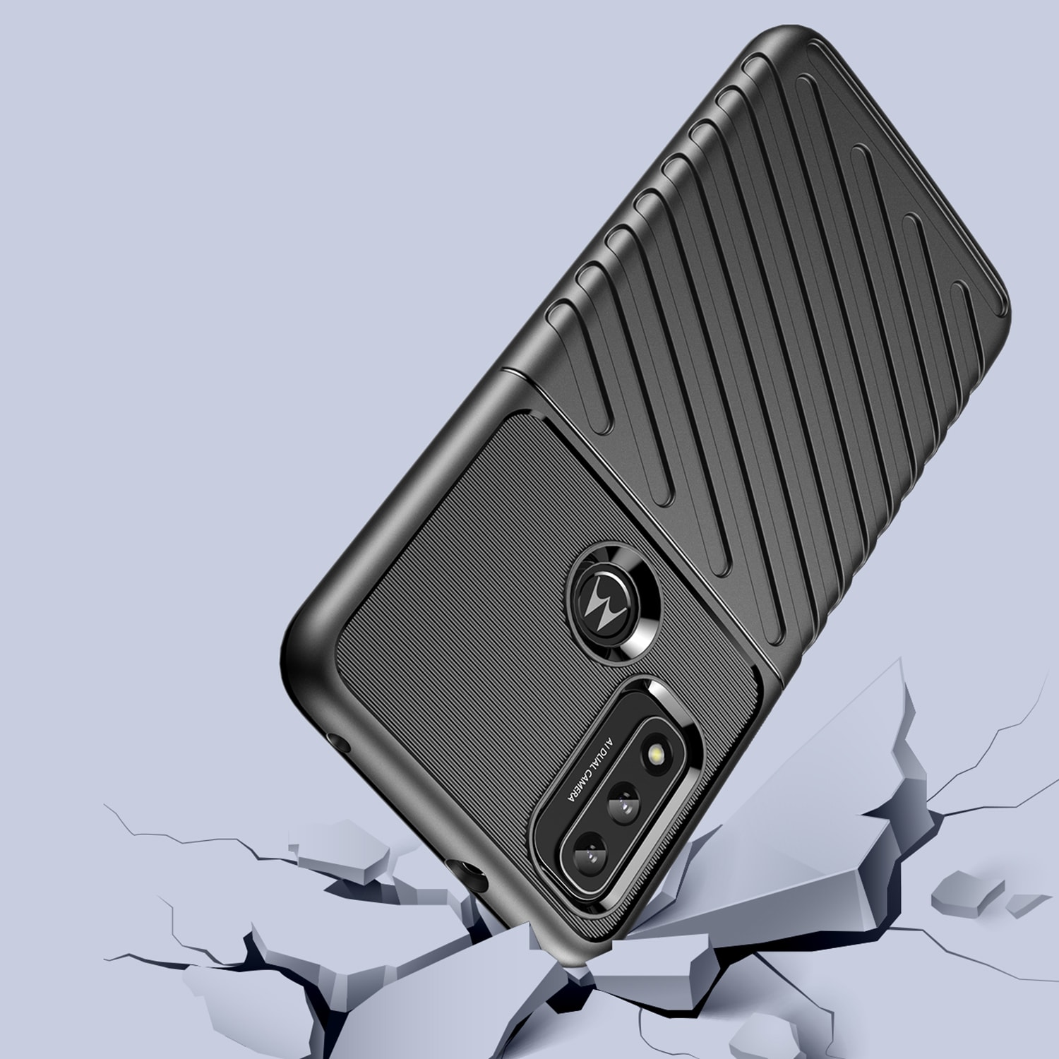 Thunder Case fleksibelt panseret cover til Motorola Moto G Play 2022 sort