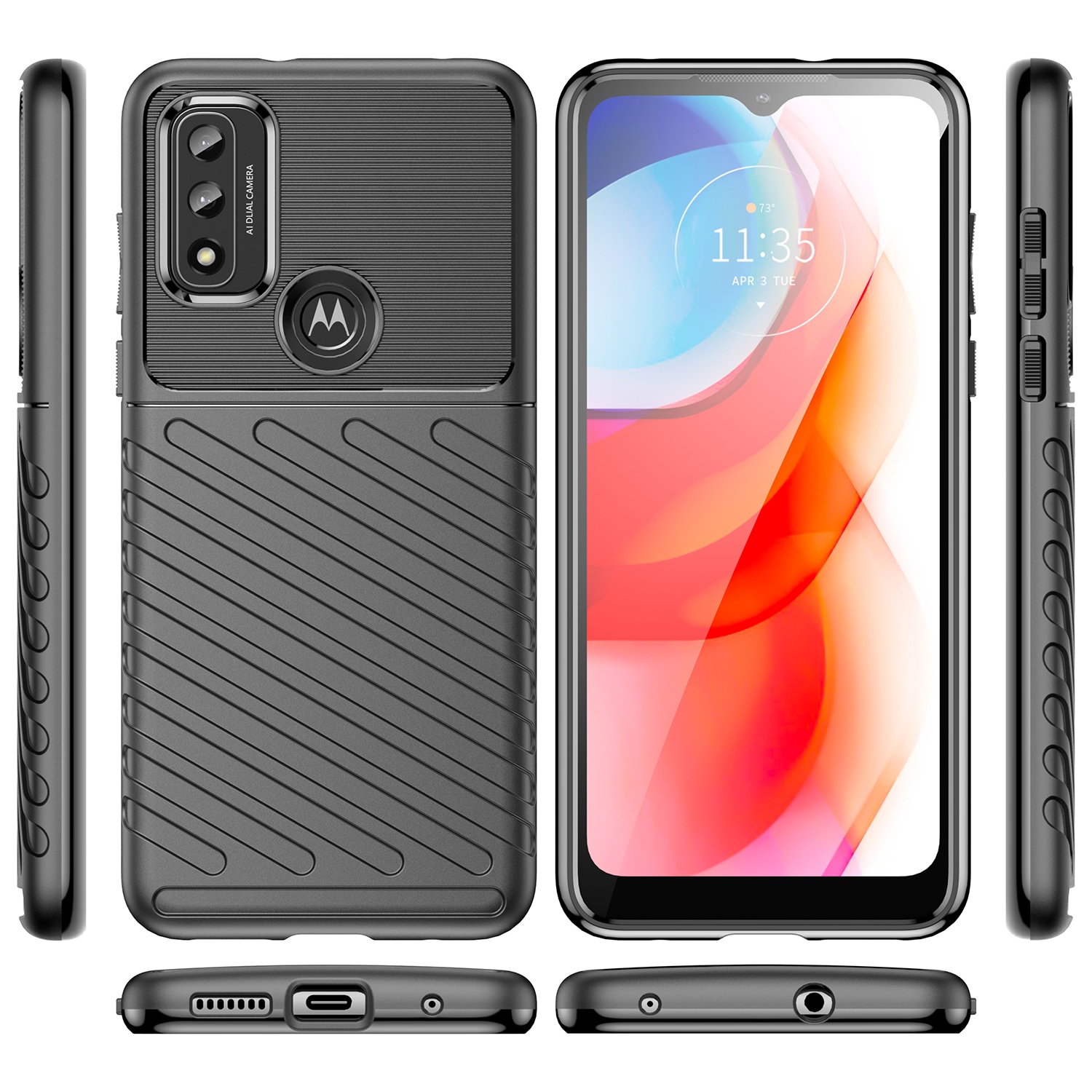 Thunder Case fleksibelt panseret cover til Motorola Moto G Play 2022 sort