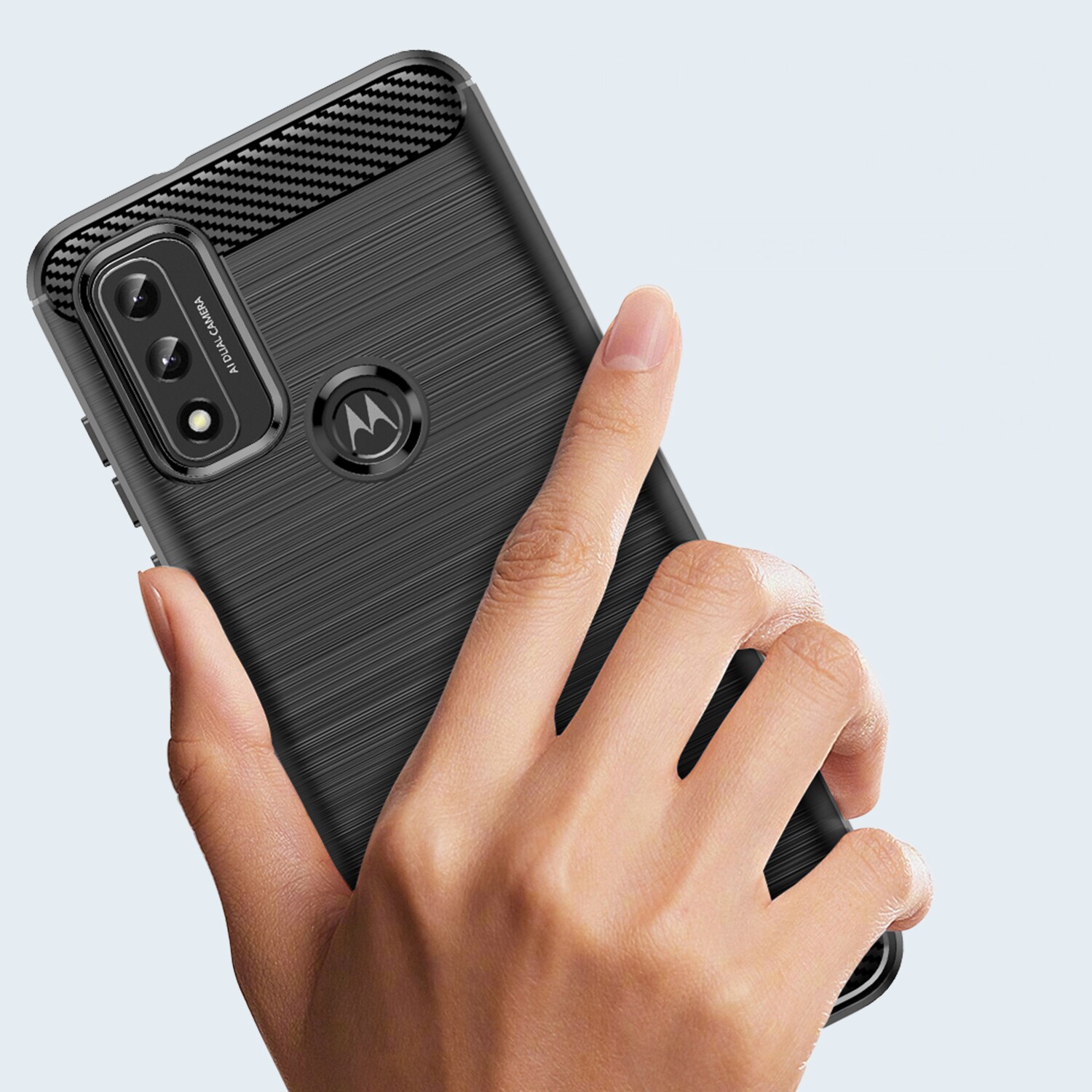 Carbon Case Flexible Cover Sleeve Motorola Moto G Play 2022 sort