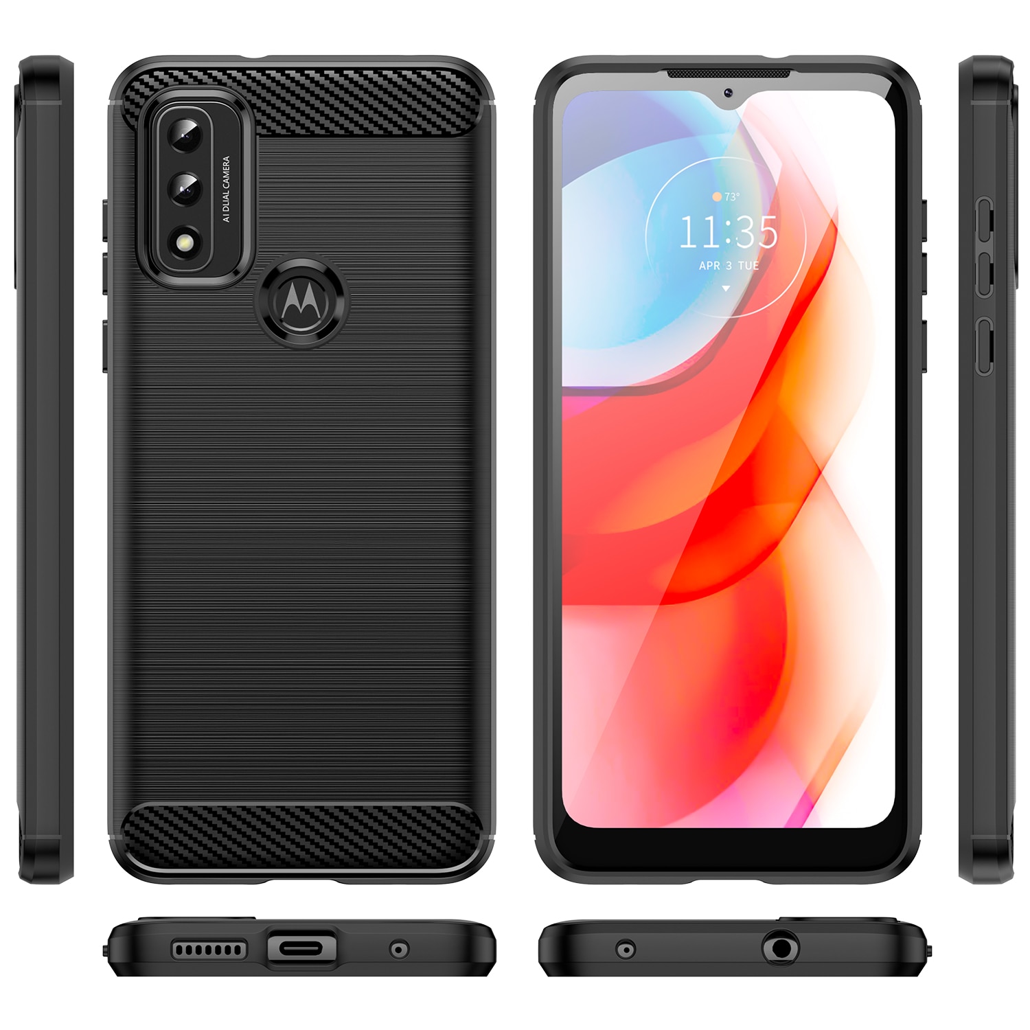 Carbon Case Flexible Cover Sleeve Motorola Moto G Play 2022 sort