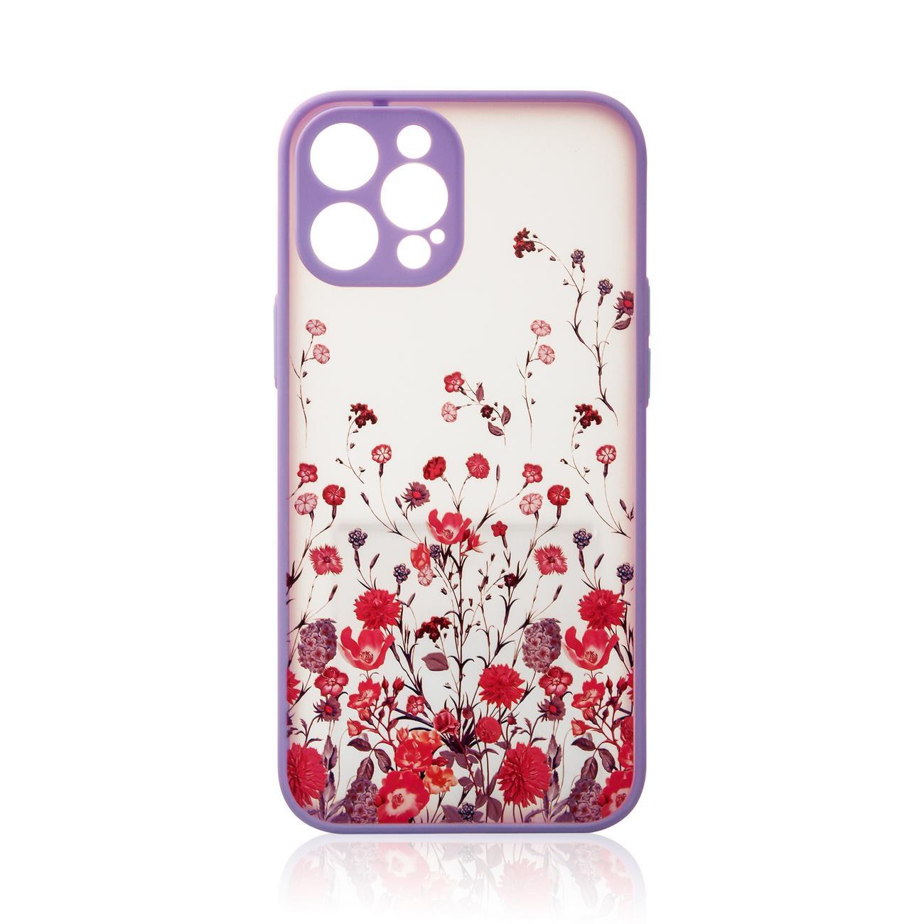 Design-etui til iPhone 12 Pro Max blomstret lilla