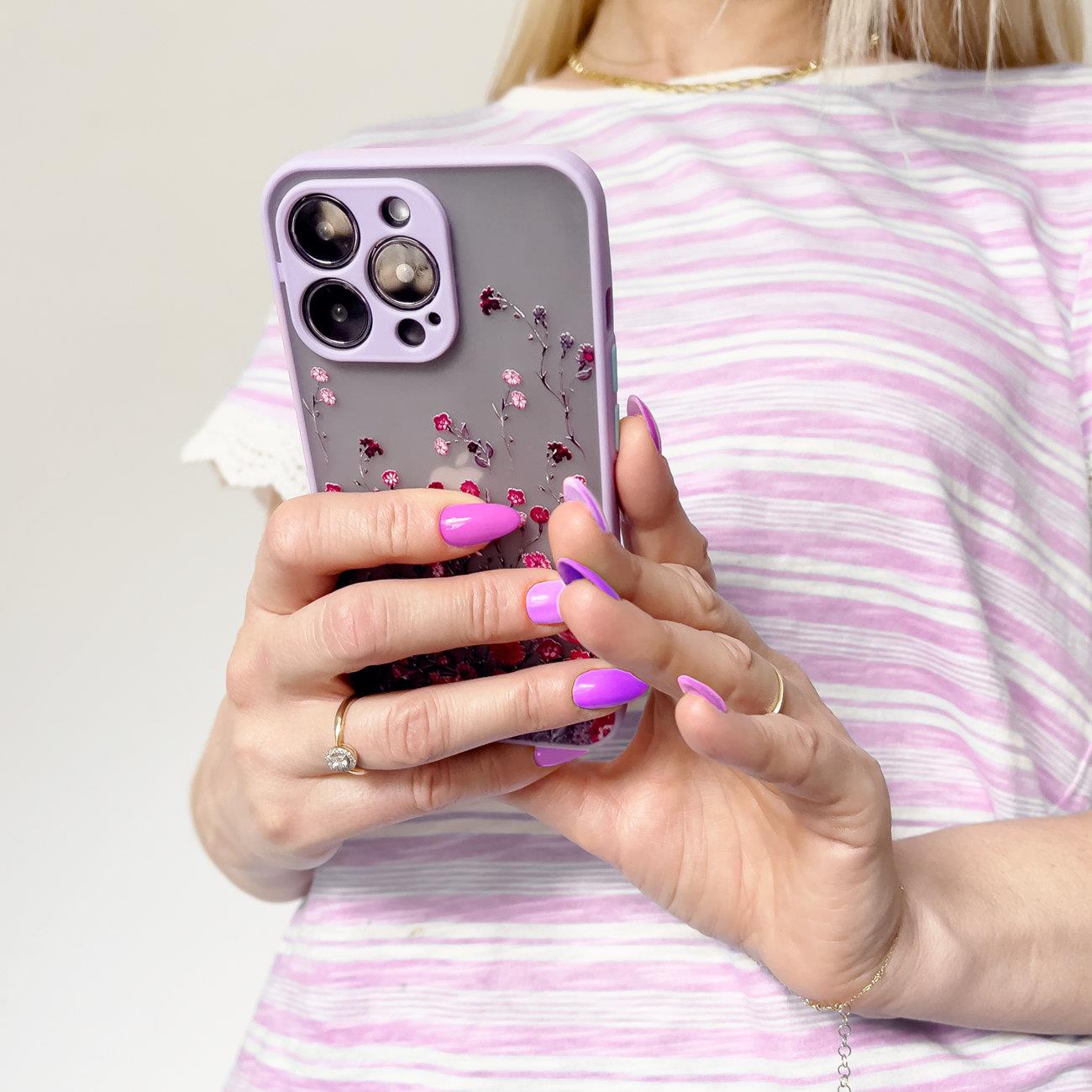 Designetui til iPhone 12 Pro Max blomstertaske mørkeblå