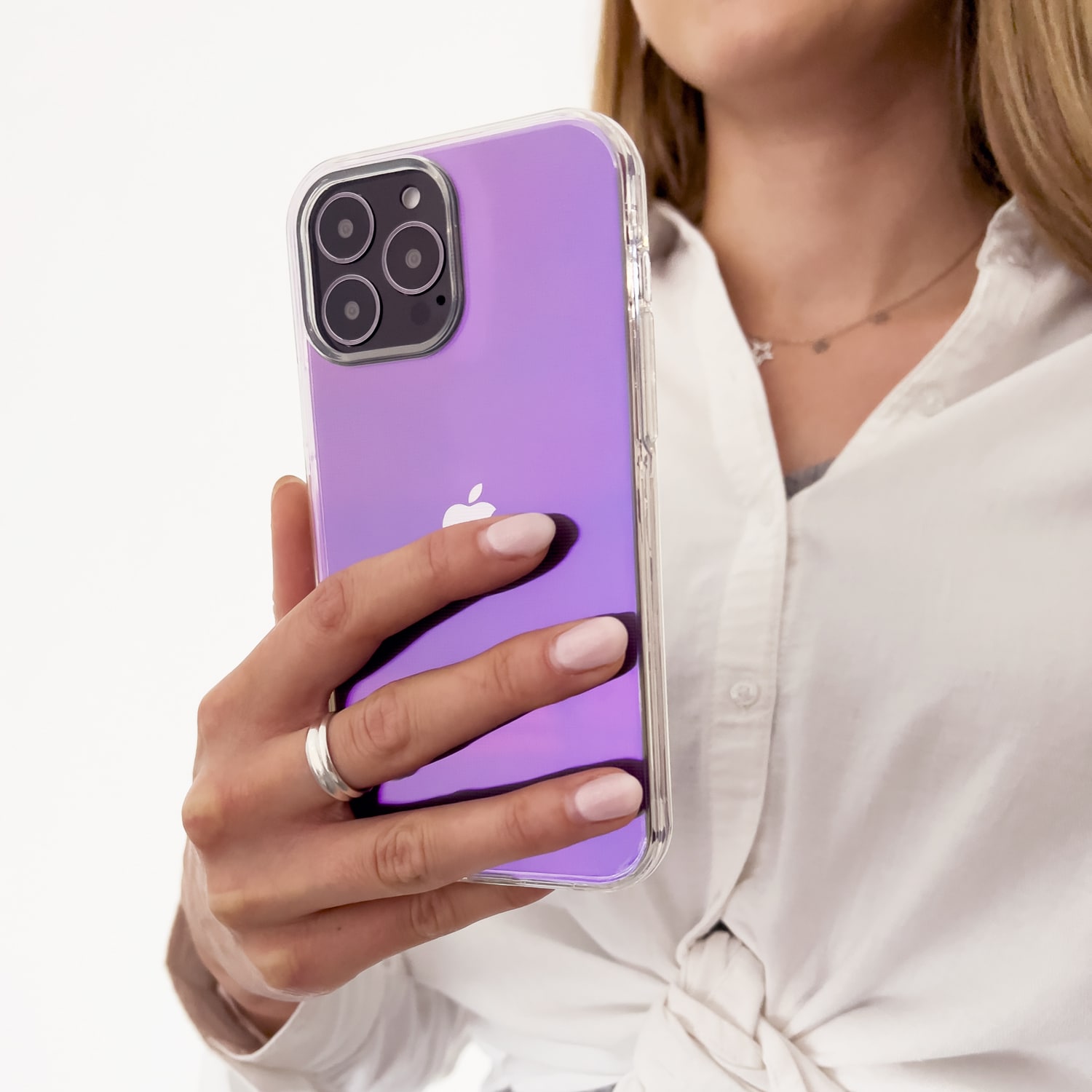 Aurora Case taske til iPhone 13 gel neon cover lilla