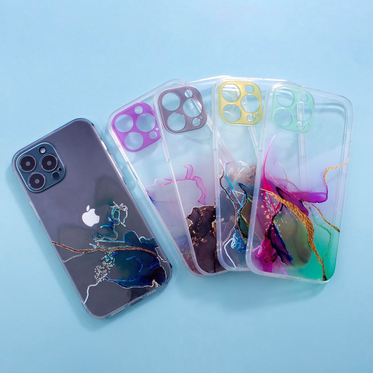 Marmor-etui til iPhone 12 Pro Max Gel Cover Marmorblå