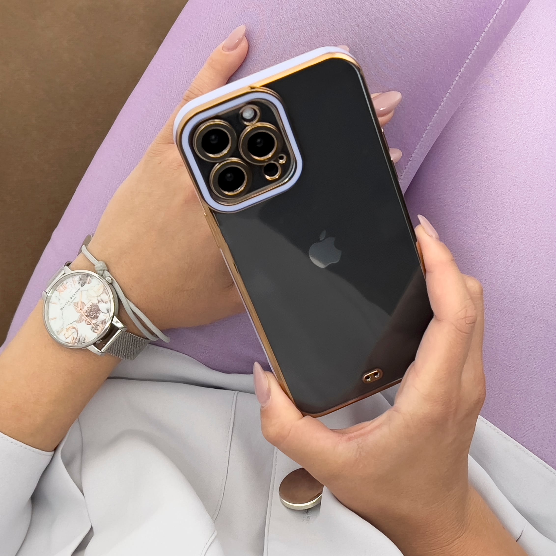 Fashion Case til iPhone 13 Pro Gold Frame Gel Cover Red