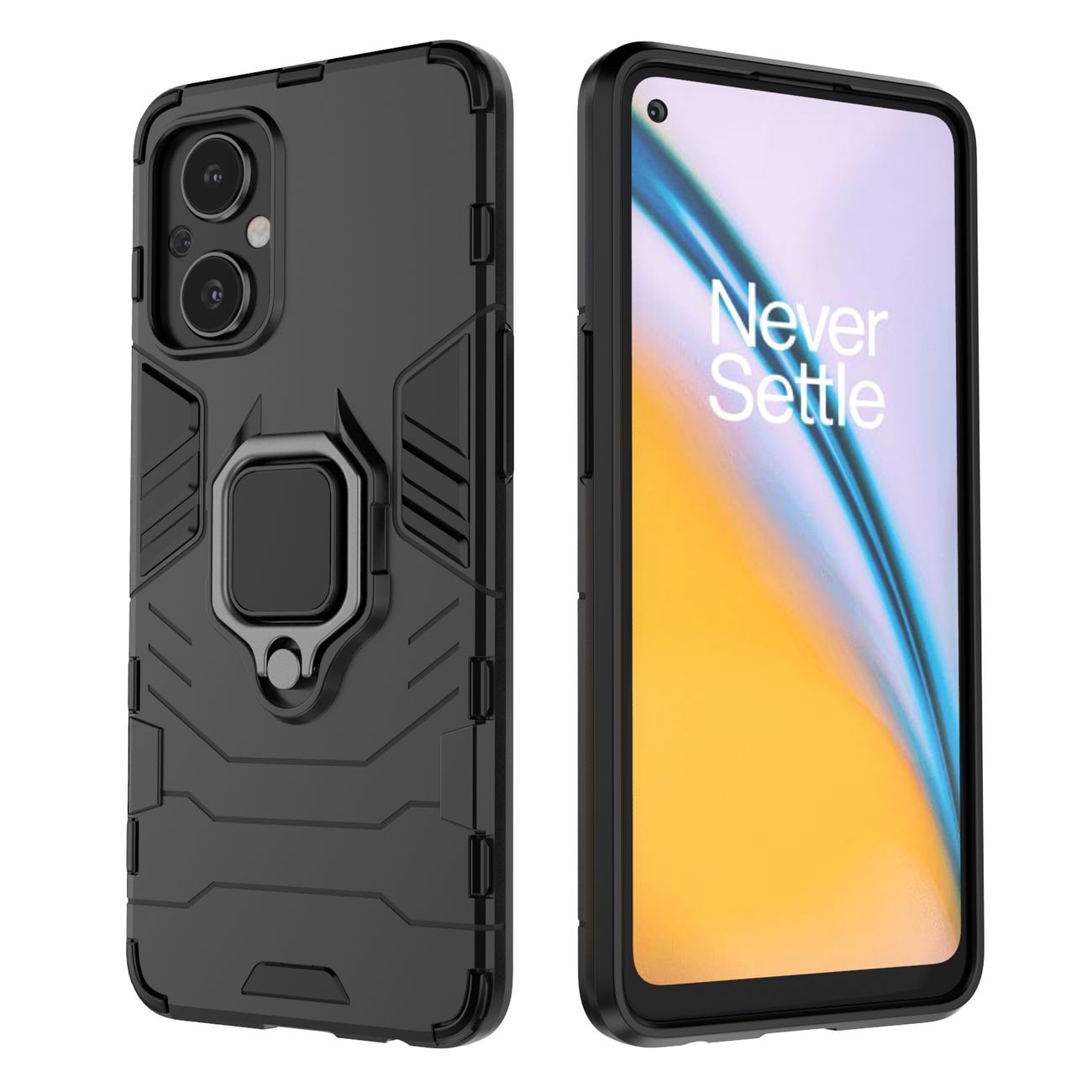Ring Armor robust hybrid cover + magnetisk holder til OnePlus Nord N20 5G sort