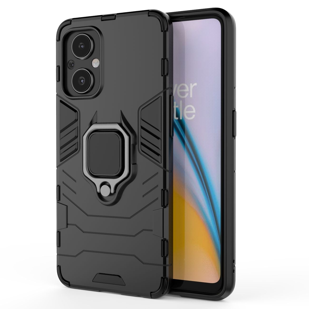 Ring Armor robust hybrid cover + magnetisk holder til OnePlus Nord N20 5G sort