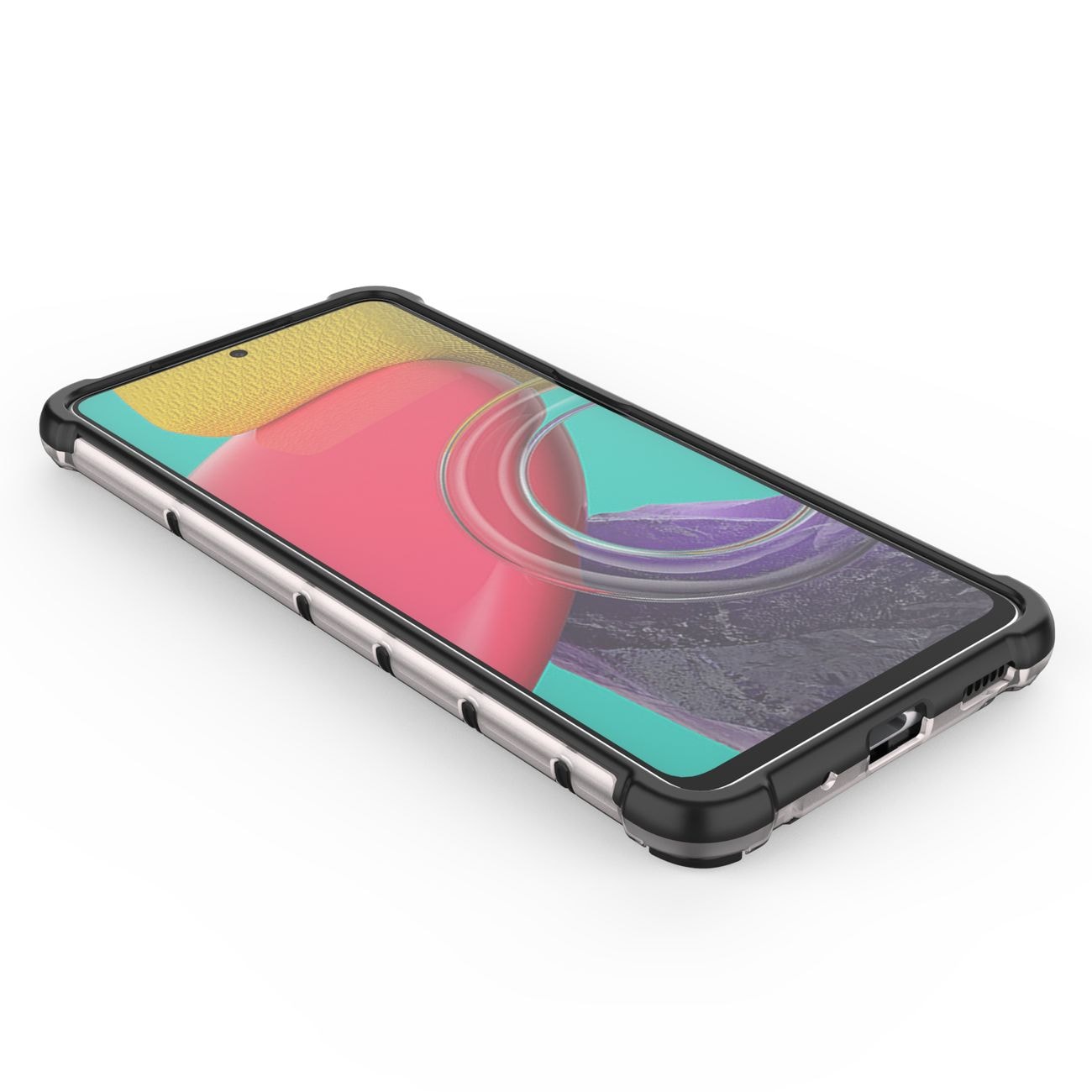 Honeycomb-etui pansret cover med en gelramme til Samsung Galaxy M53 5G transparent