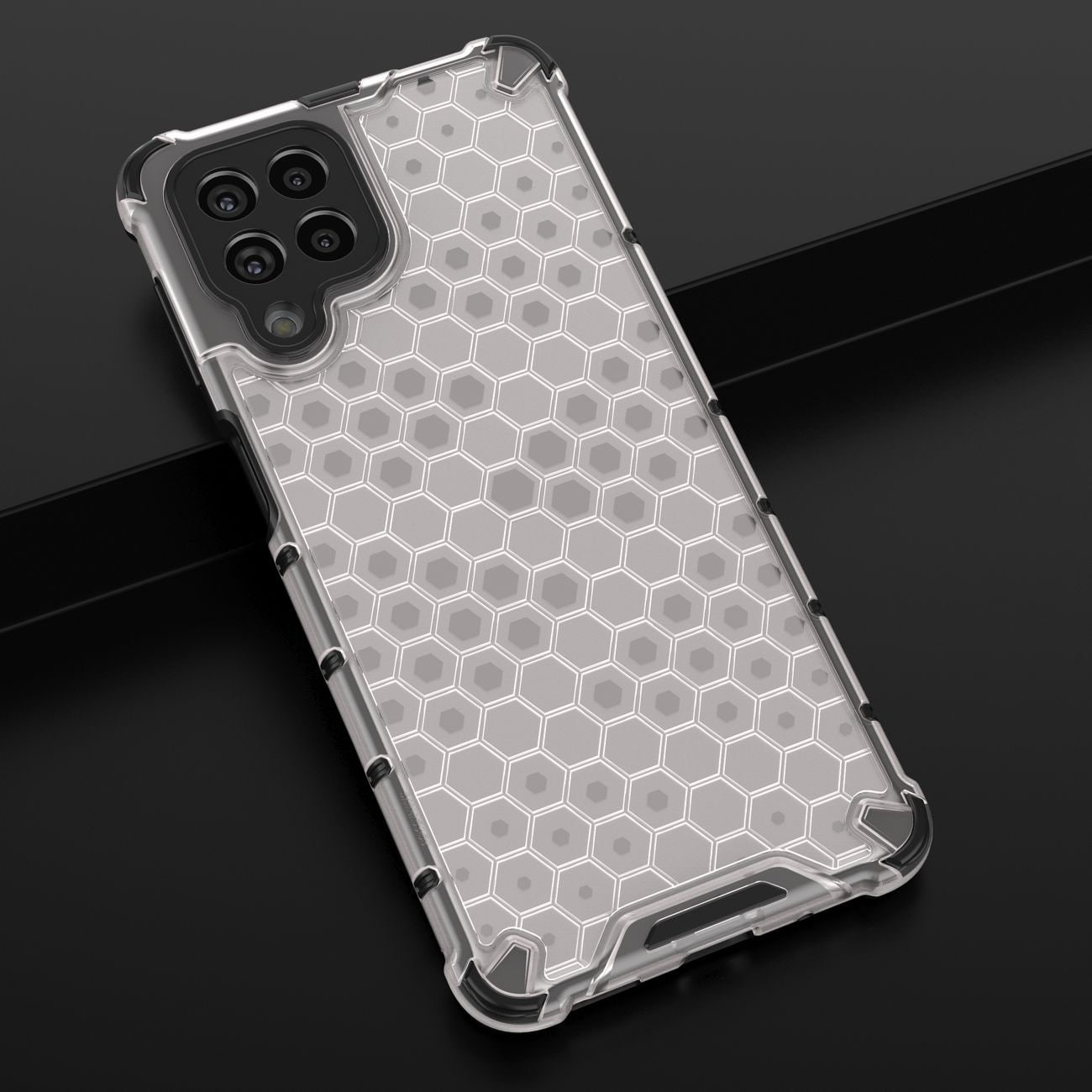 Honeycomb-etui pansret cover med en gelramme til Samsung Galaxy M53 5G transparent