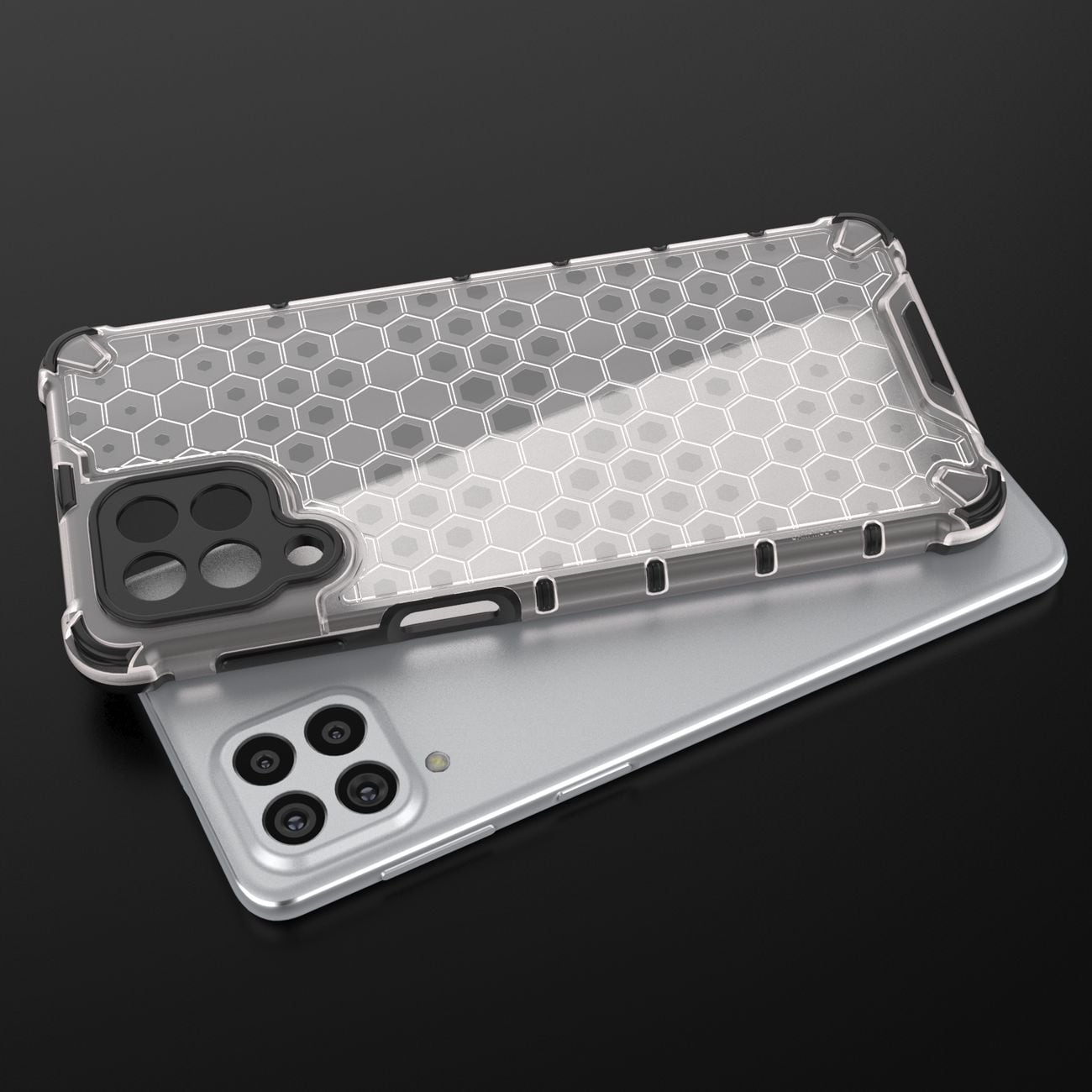 Honeycomb-etui pansret cover med en gelramme til Samsung Galaxy M53 5G transparent