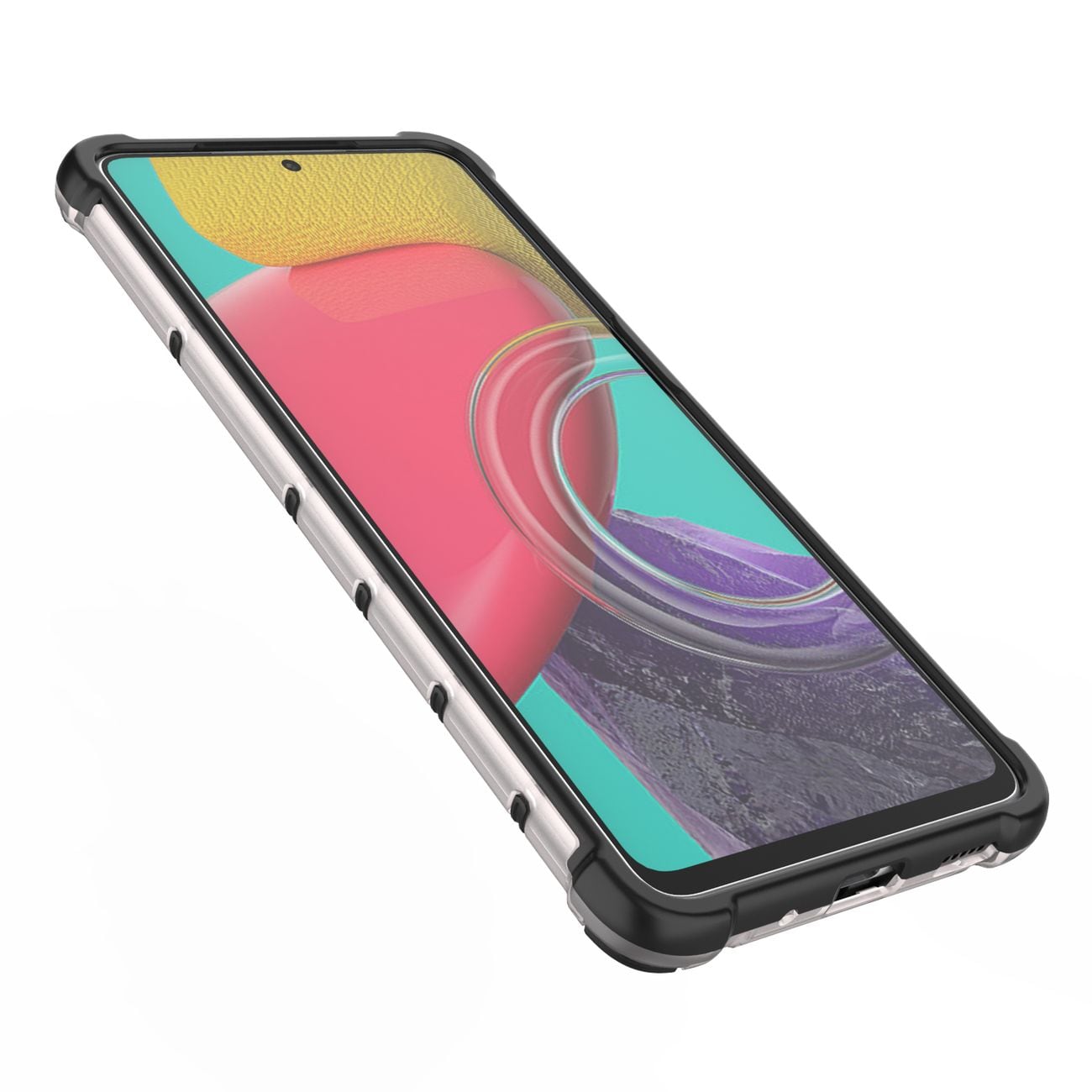 Honeycomb-etui pansret cover med en gelramme til Samsung Galaxy M53 5G transparent